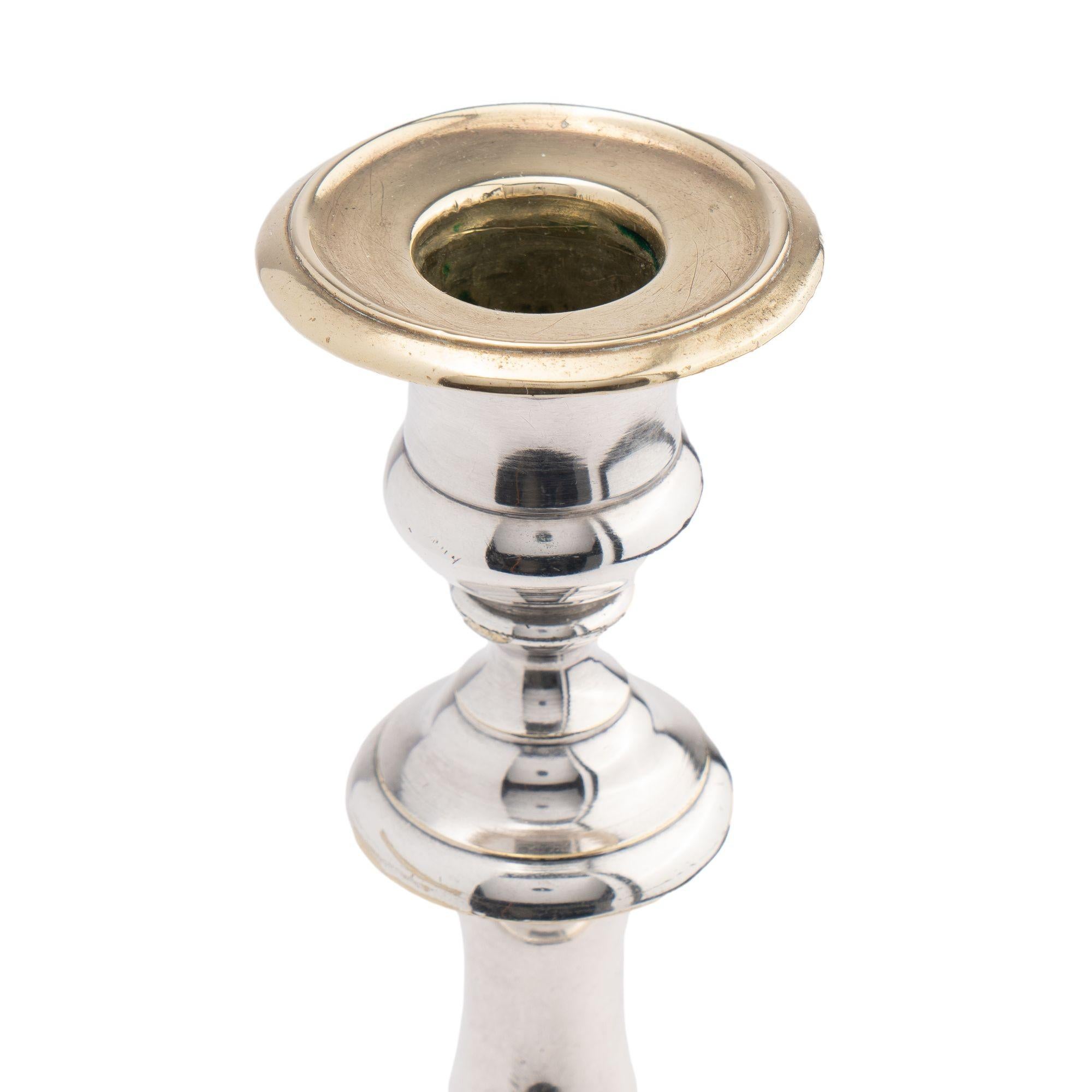 Charles X silvered brass baluster form candlestick by Christofle, 1830 In Good Condition For Sale In Kenilworth, IL