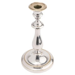Charles X silvered brass baluster form candlestick by Christofle, 1830