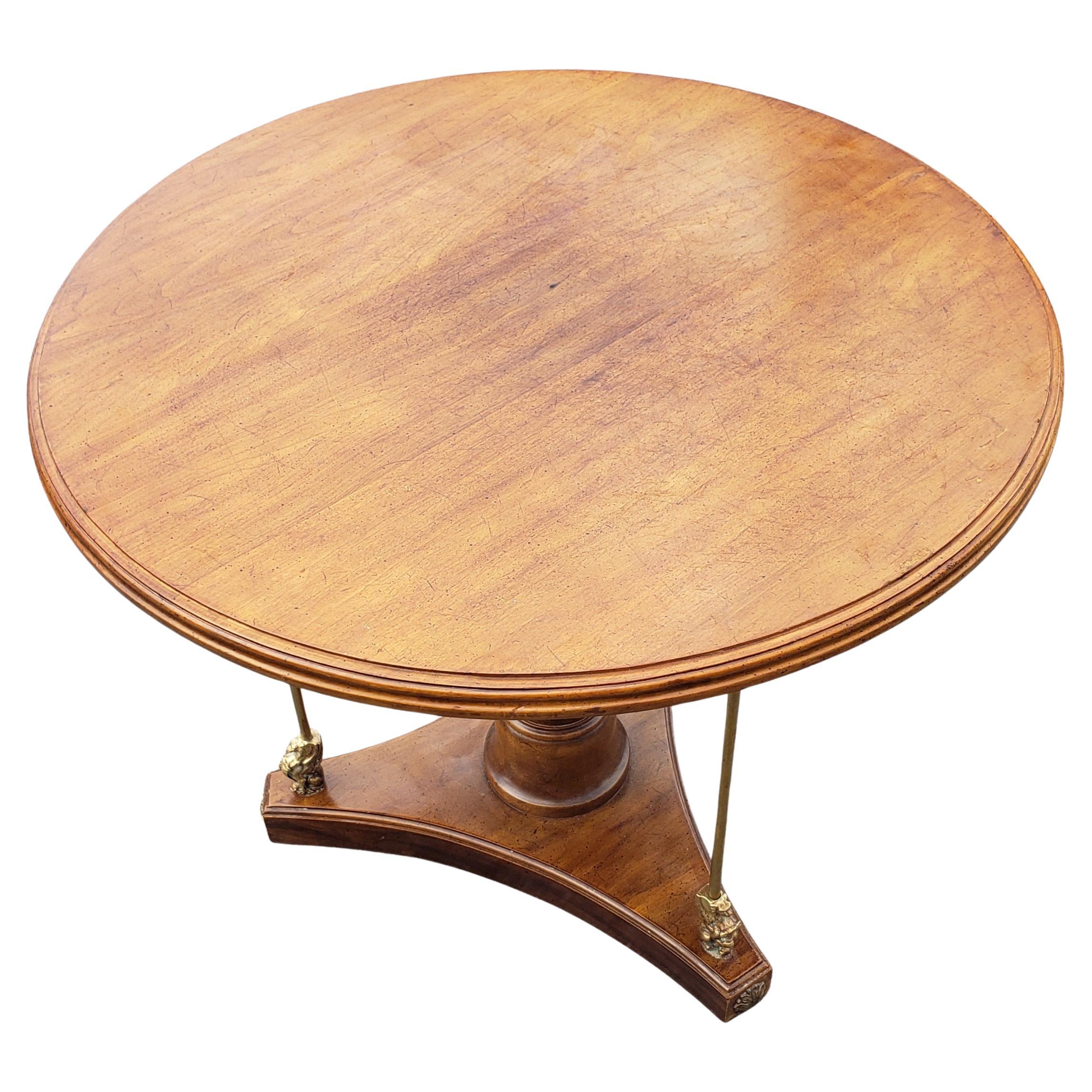 20th Century Charles X Style Calais Cherry & Brass Gueridon Pedestal Table by Davis Cabinet For Sale
