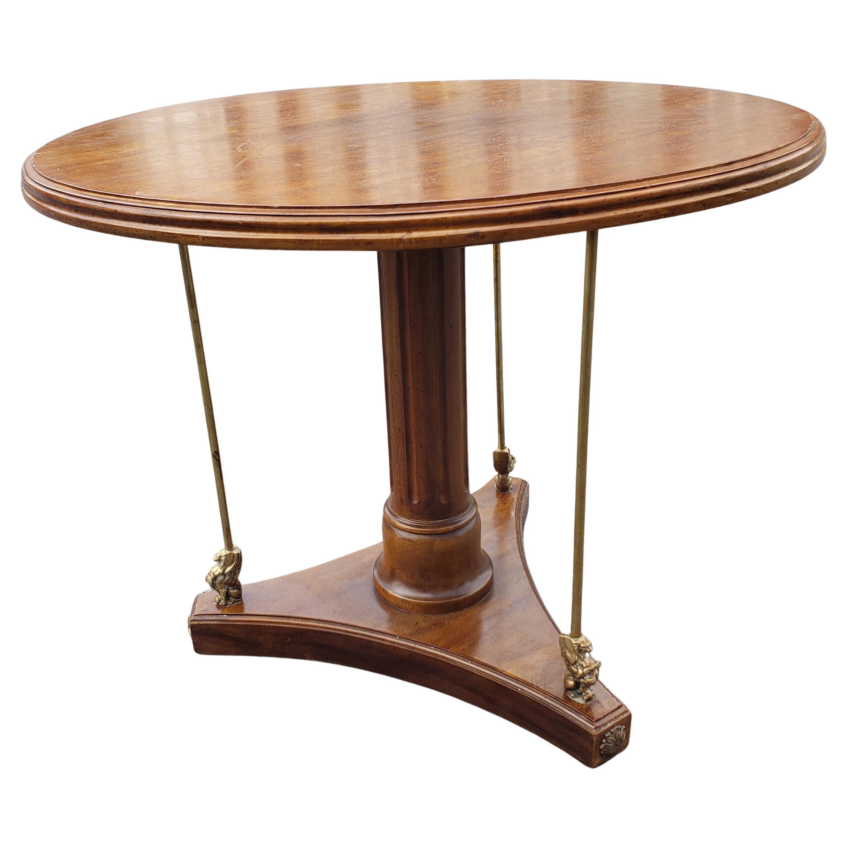 Charles X Style Calais Cherry & Brass Gueridon Pedestal Table by Davis Cabinet For Sale 1