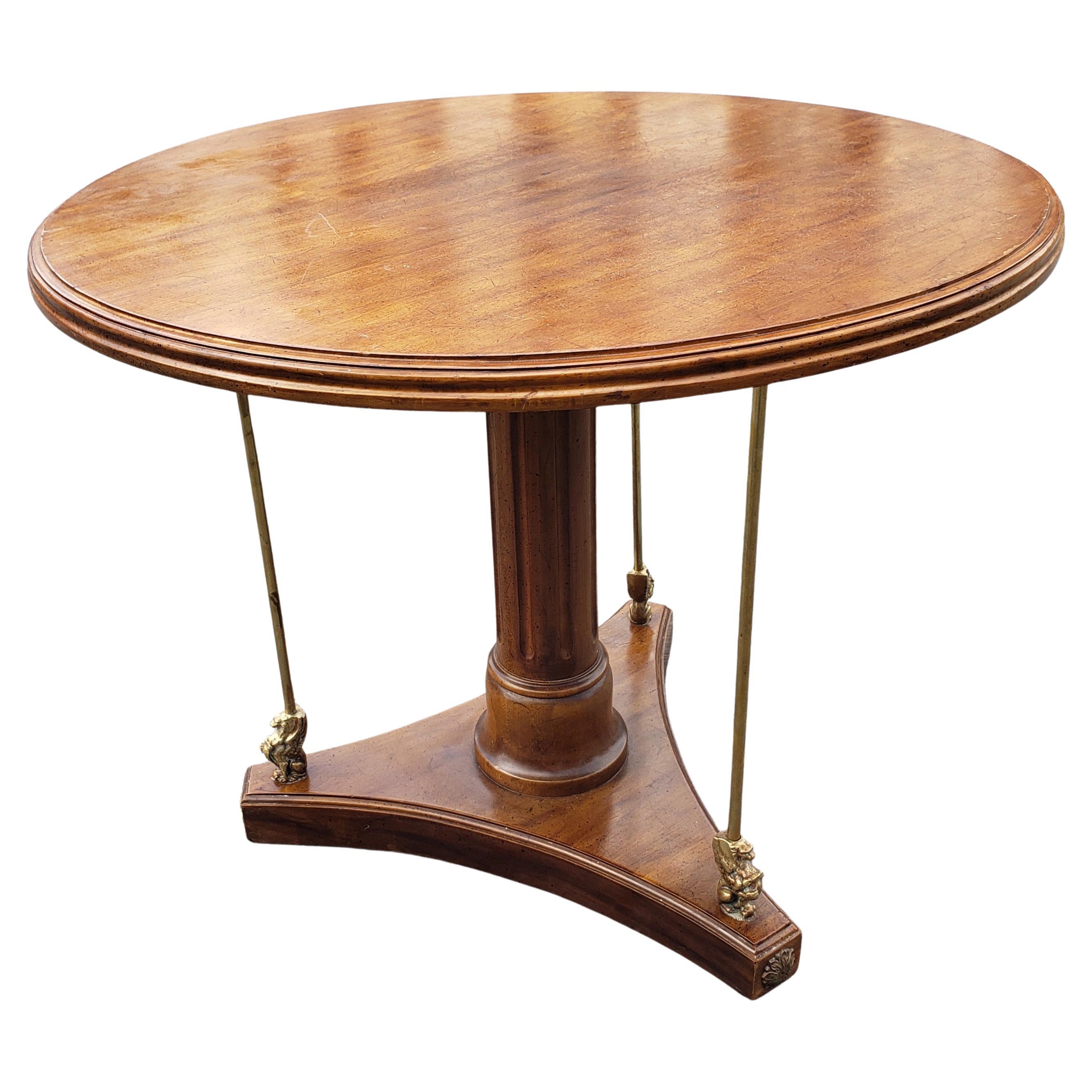 Charles X Style Calais Cherry & Brass Gueridon Pedestal Table by Davis Cabinet For Sale