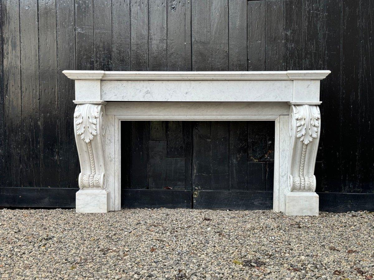 Charles X Style Carrara Marble Mantel, circa 1880 For Sale 5