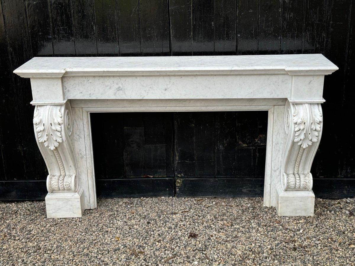 Napoleon III Charles X Style Carrara Marble Mantel, circa 1880 For Sale