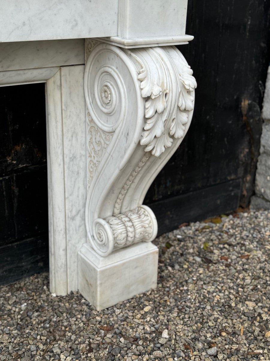 19th Century Charles X Style Carrara Marble Mantel, circa 1880 For Sale