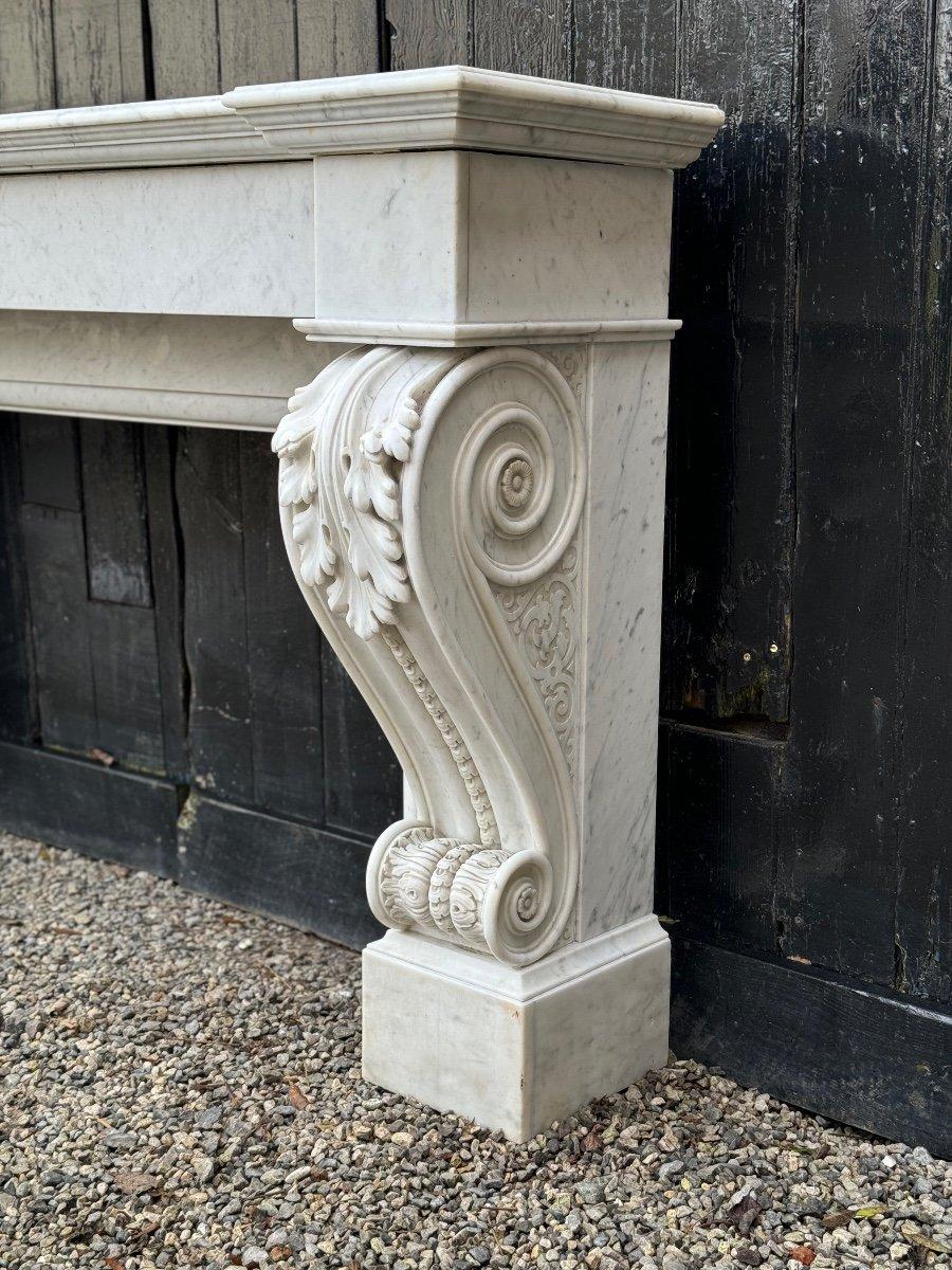 Charles X Style Carrara Marble Mantel, circa 1880 For Sale 2