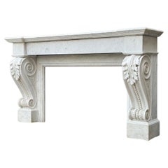 Cheminée en marbre de Carrara de style Charles X, vers 1880