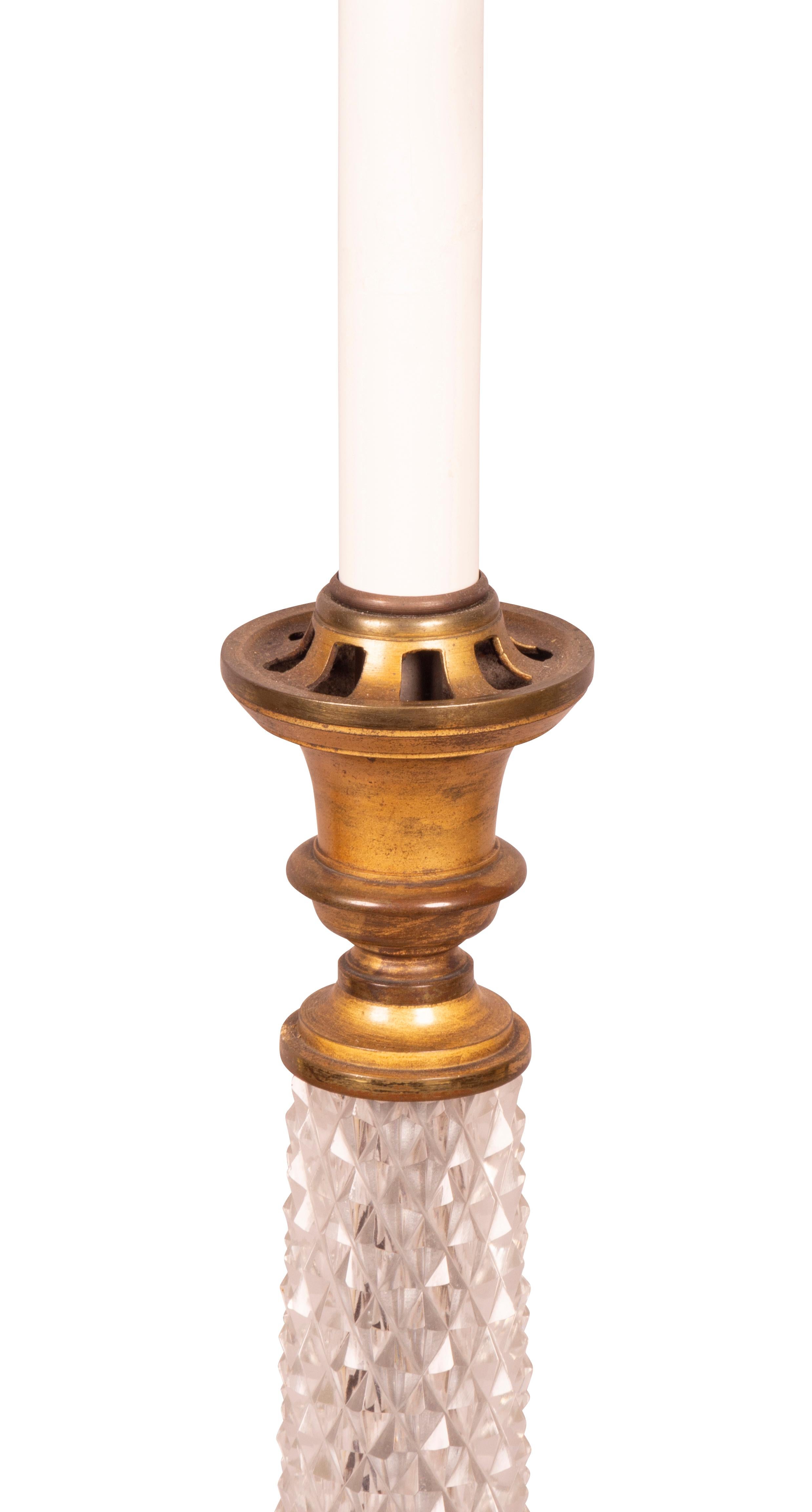 Charles X Style Cut Glass and Gilt Bronze Table Lamp In Good Condition In Essex, MA