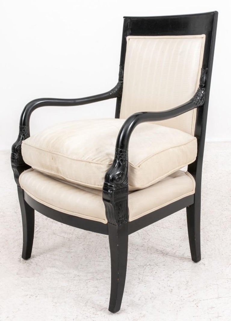 Charles X Style Ebonized Dolphin Arm Chairs, Pair For Sale at 1stDibs
