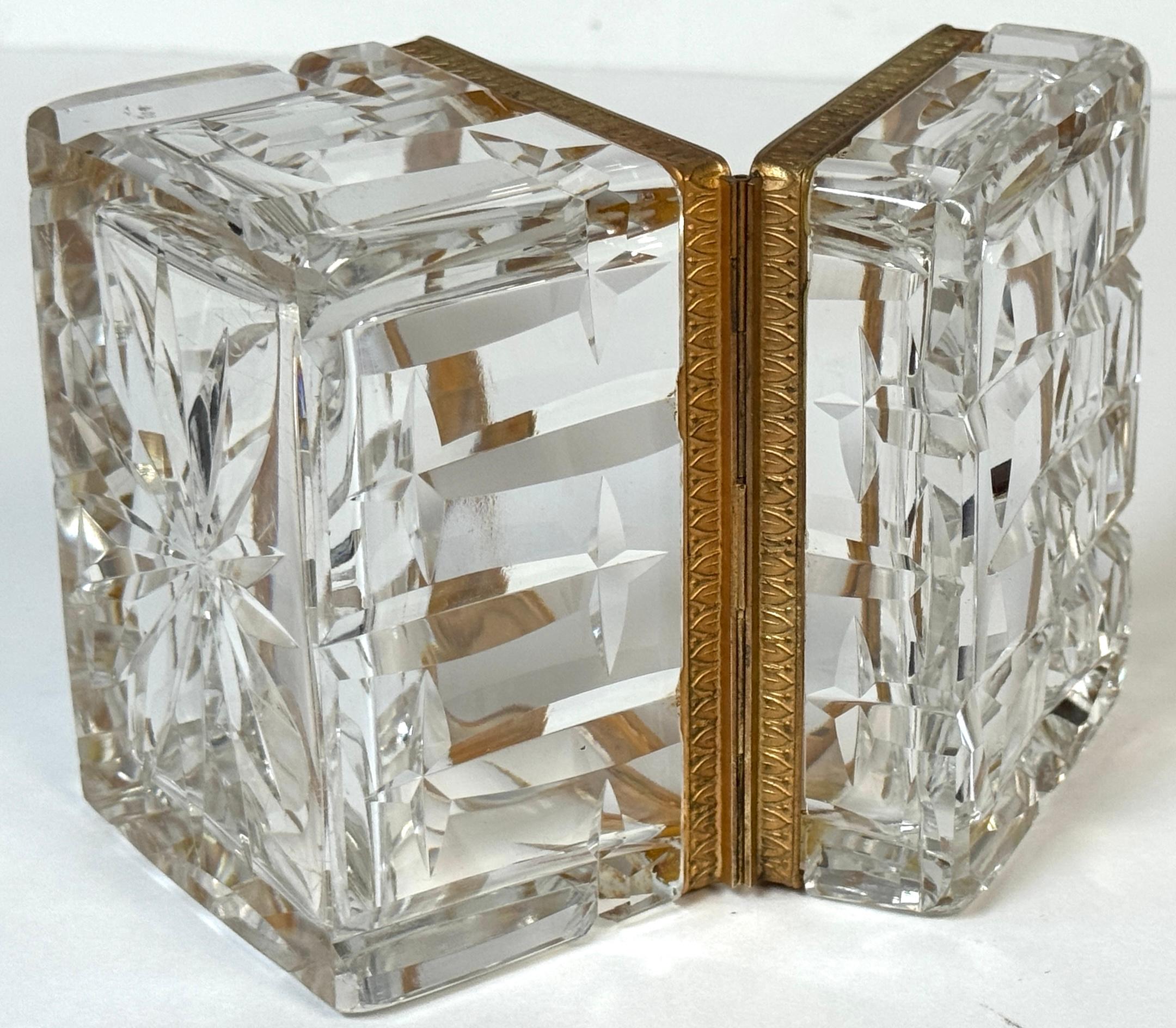 Charles X Stil Französisch Ormolu Optic Cut Crystal Box, signiert Lehmann Frankreich im Angebot 4