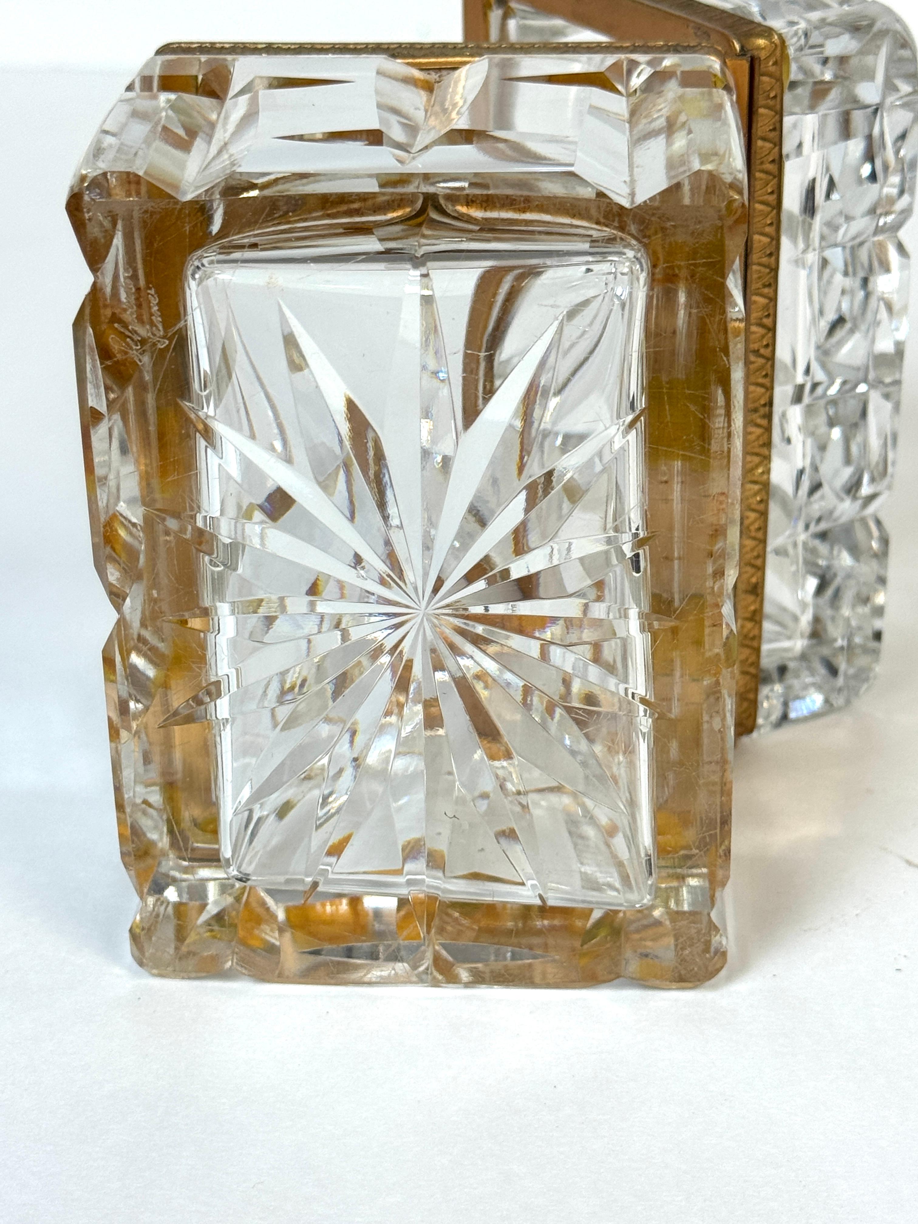 Charles X Stil Französisch Ormolu Optic Cut Crystal Box, signiert Lehmann Frankreich im Angebot 5
