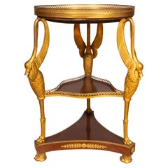 Gueridon en bronze doré et acajou de style Charles X