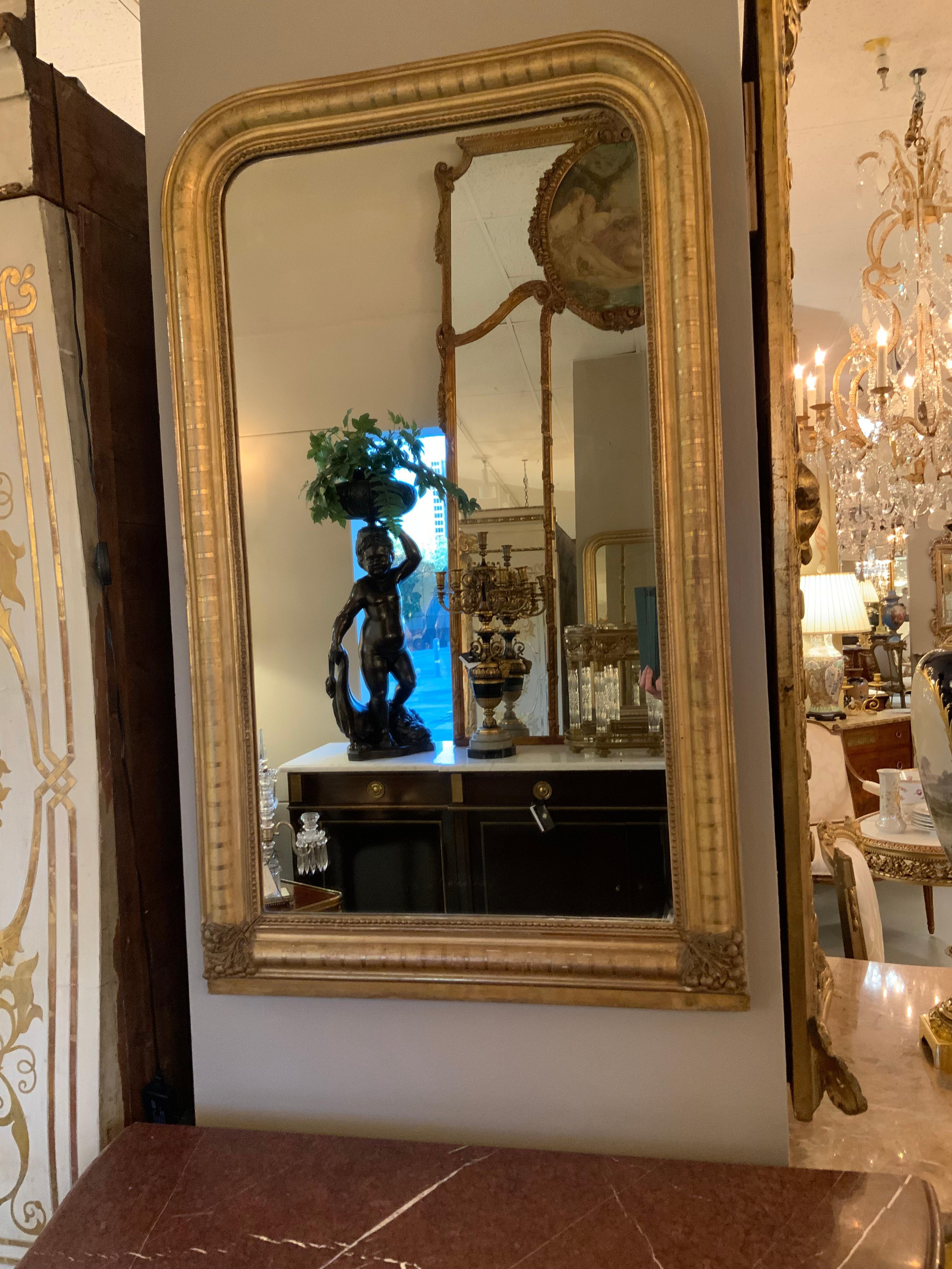 Specchio antico in legno dorato in stile Charles X in vendita 5