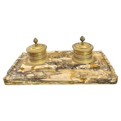 Charles X Style Marble and Bronze Inkwell Stand