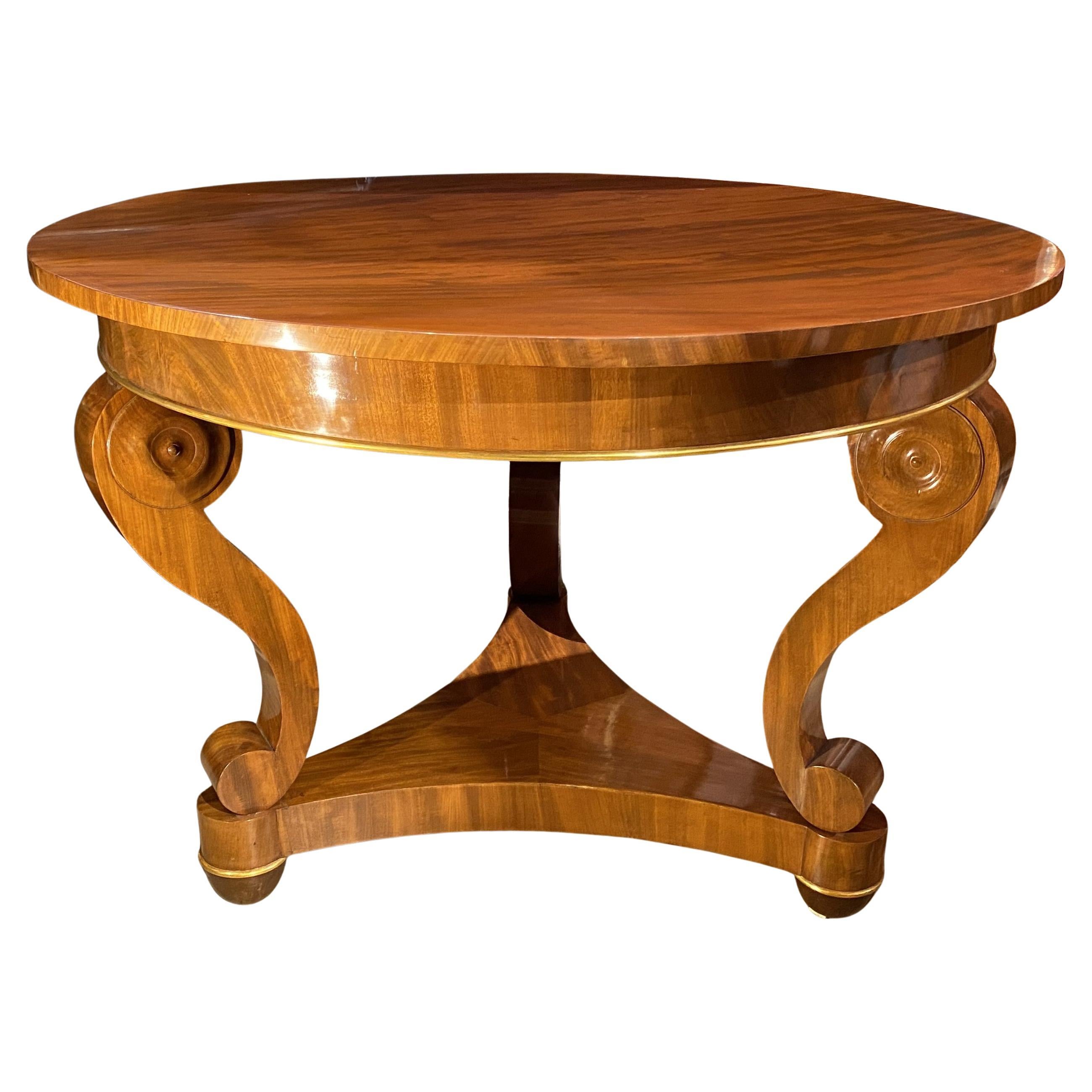 Charles X Style Parcel Gilt Mahogany Round Center Table For Sale