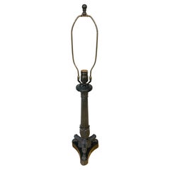 Charles X Style Patinated Bronze Paw Footed Candlestick Lamp