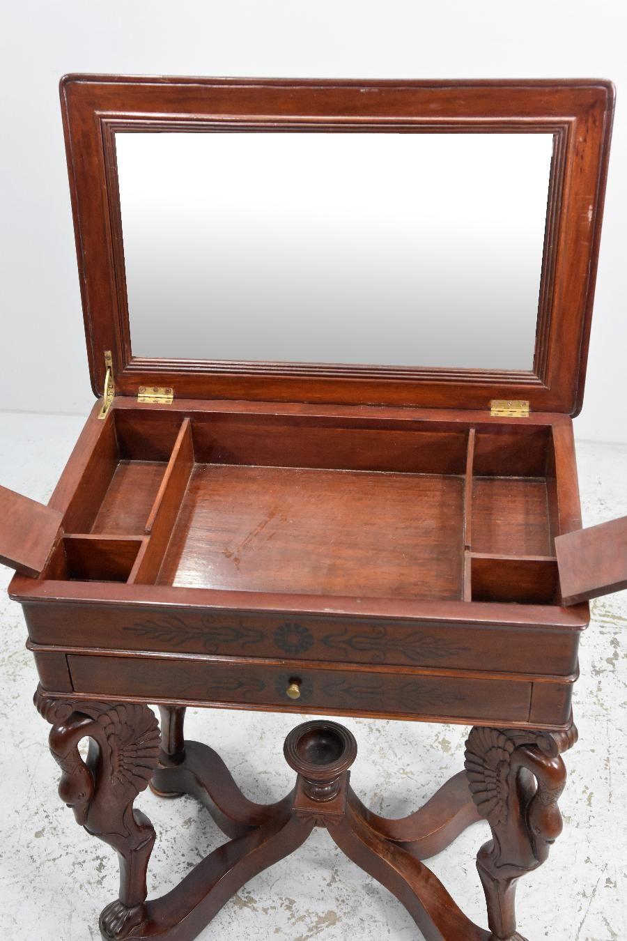 Mahogany Charles X Style Writing Dressing Table with Swans For Sale