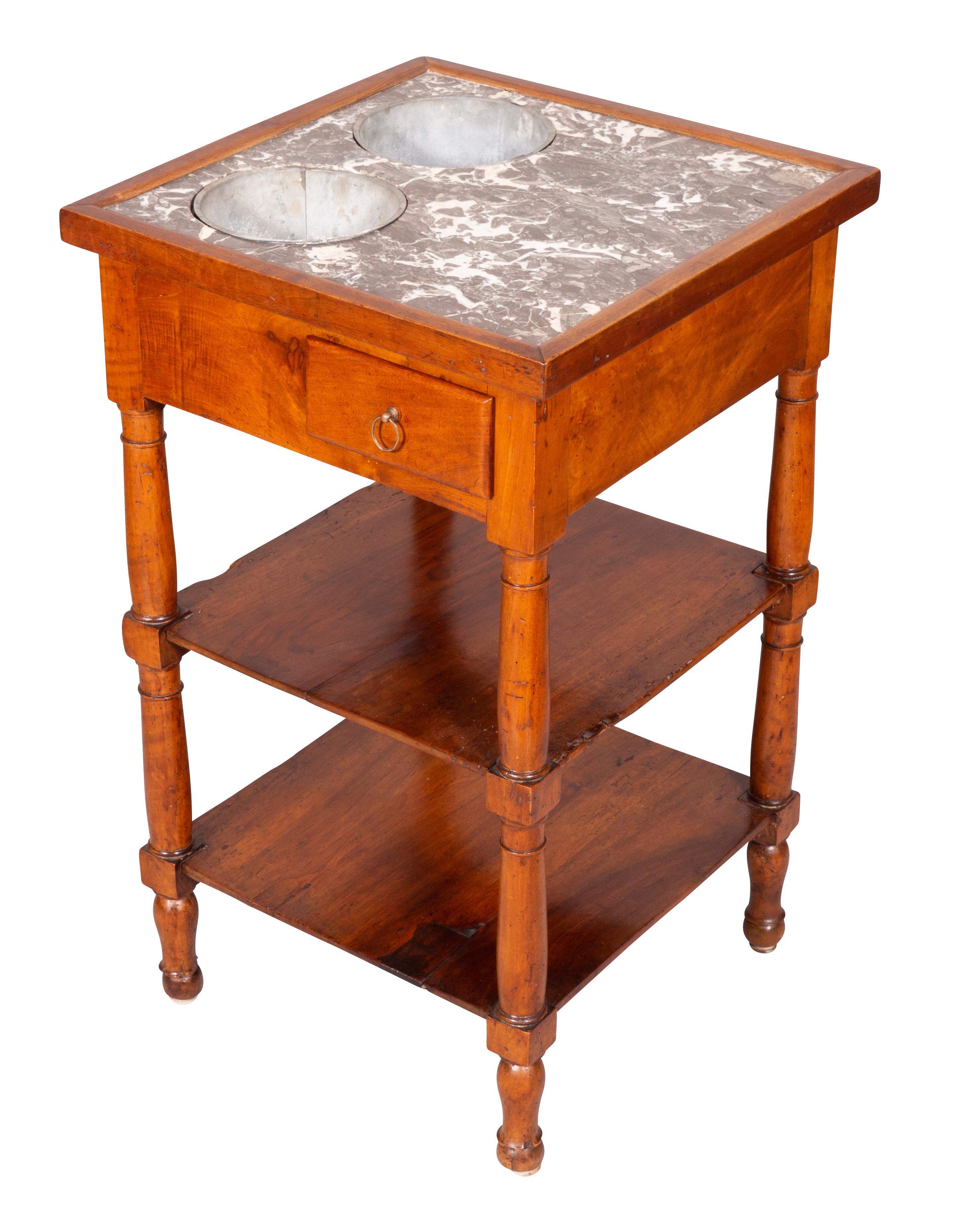 Charles X Walnut and Marble Drinks Table or Rafraichissoire For Sale 9