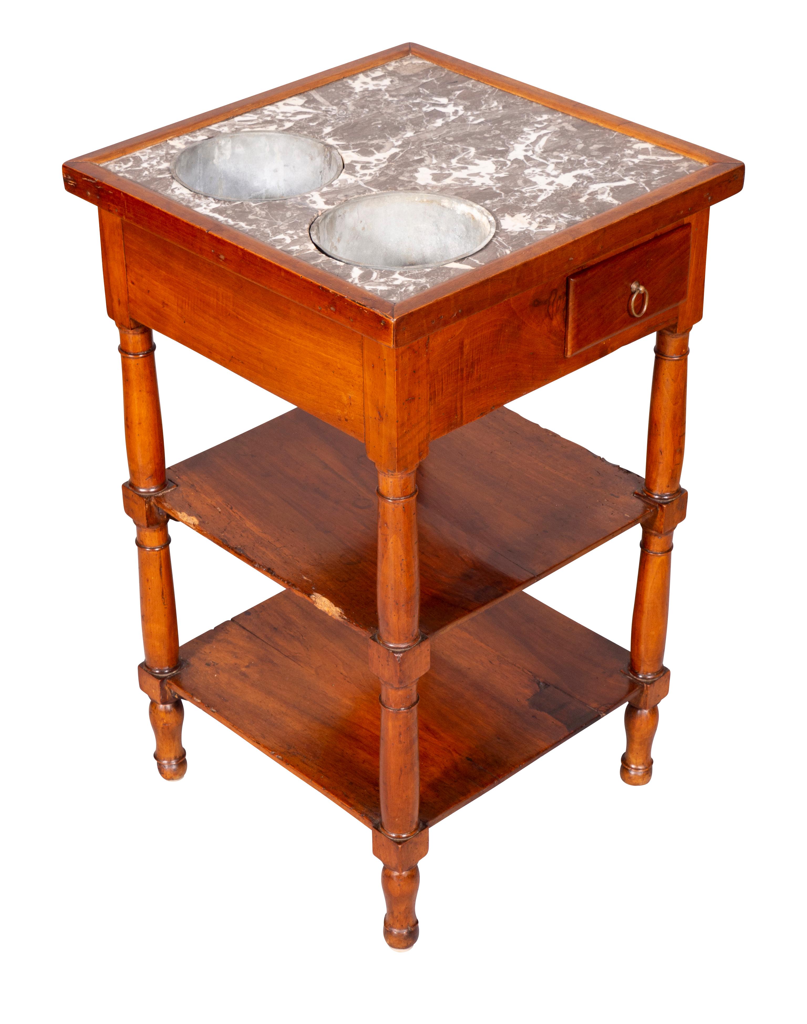 Mid-19th Century Charles X Walnut and Marble Drinks Table or Rafraichissoire For Sale