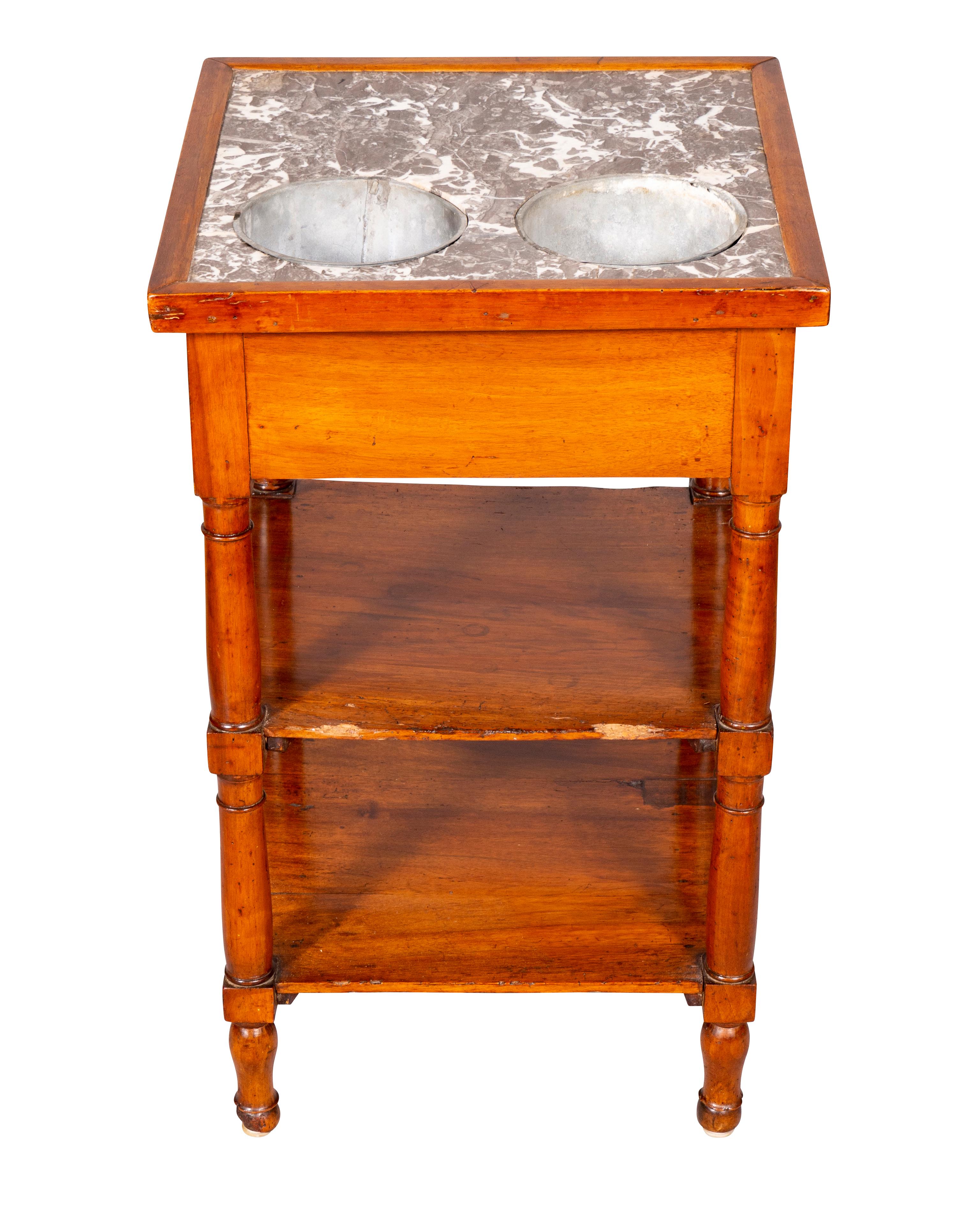 Charles X Walnut and Marble Drinks Table or Rafraichissoire For Sale 2