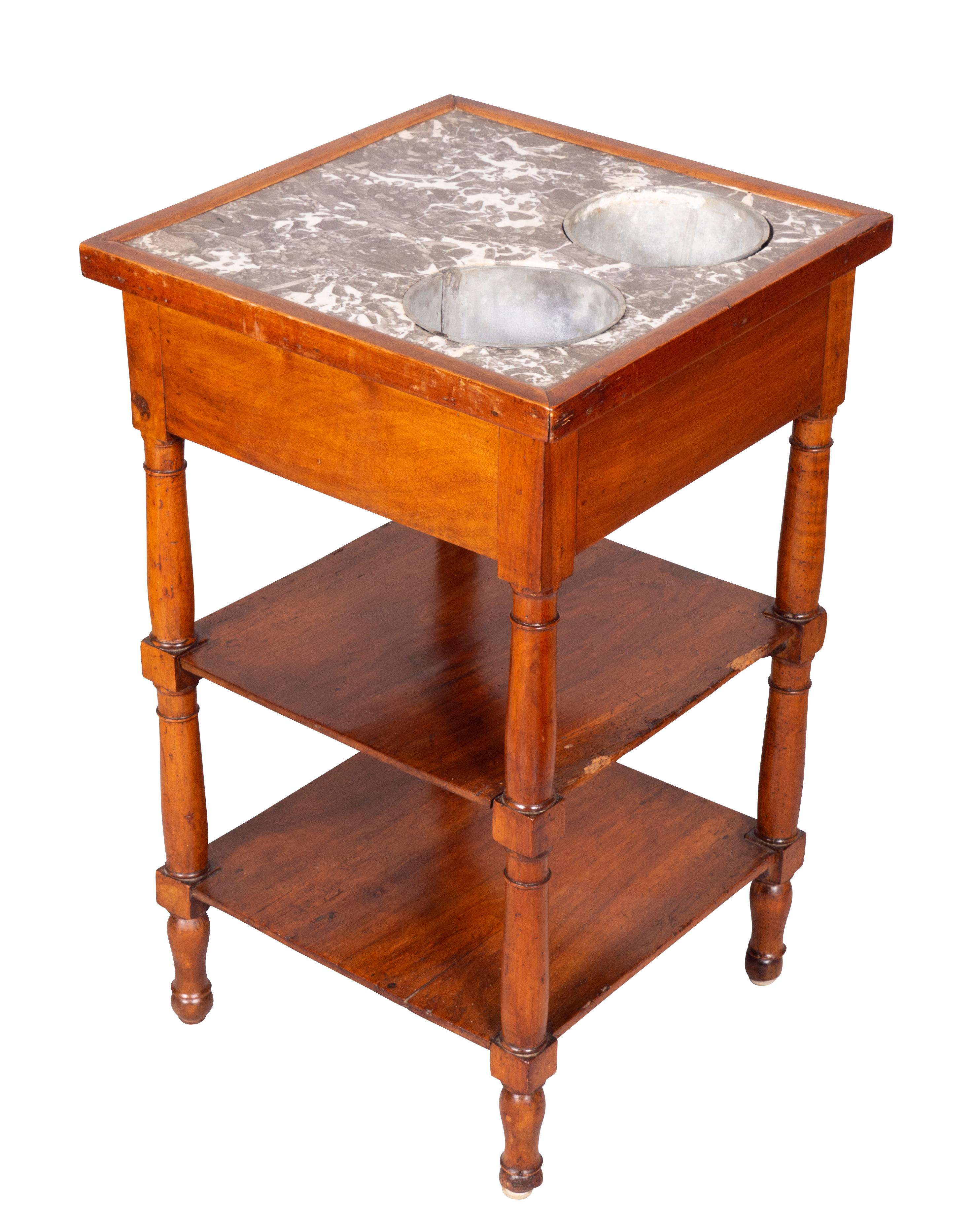 Charles X Walnut and Marble Drinks Table or Rafraichissoire For Sale 4