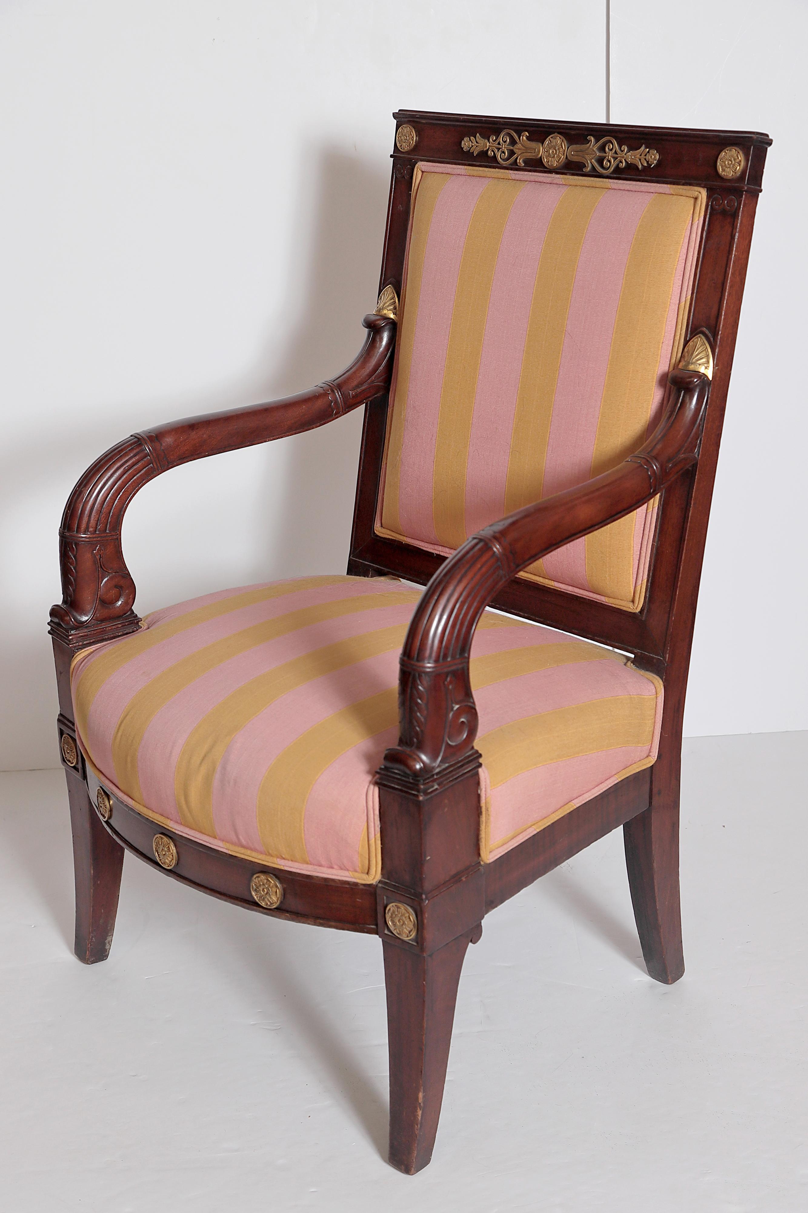 Hand-Carved Charles X Walnut Fauteuil