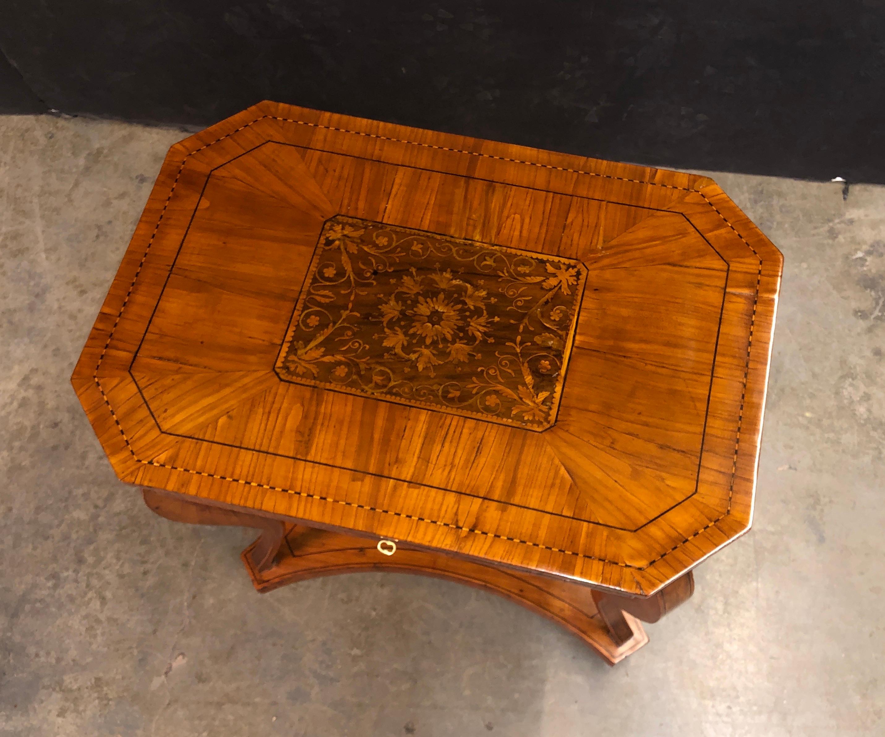 French Charles X Walnut Inlaid Side Table For Sale