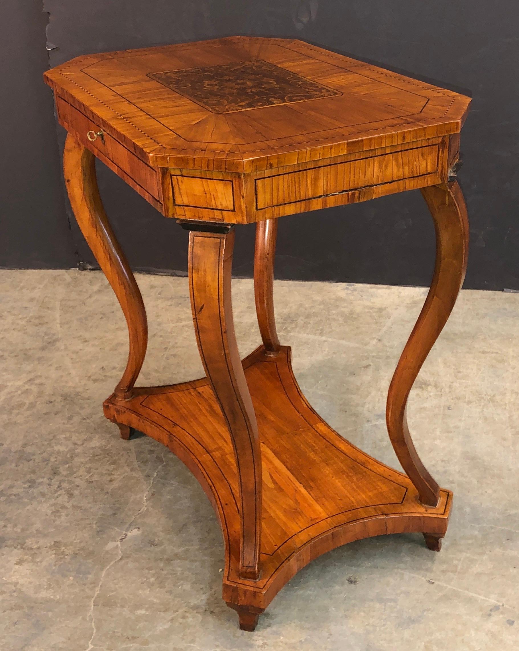 Wood Charles X Walnut Inlaid Side Table For Sale