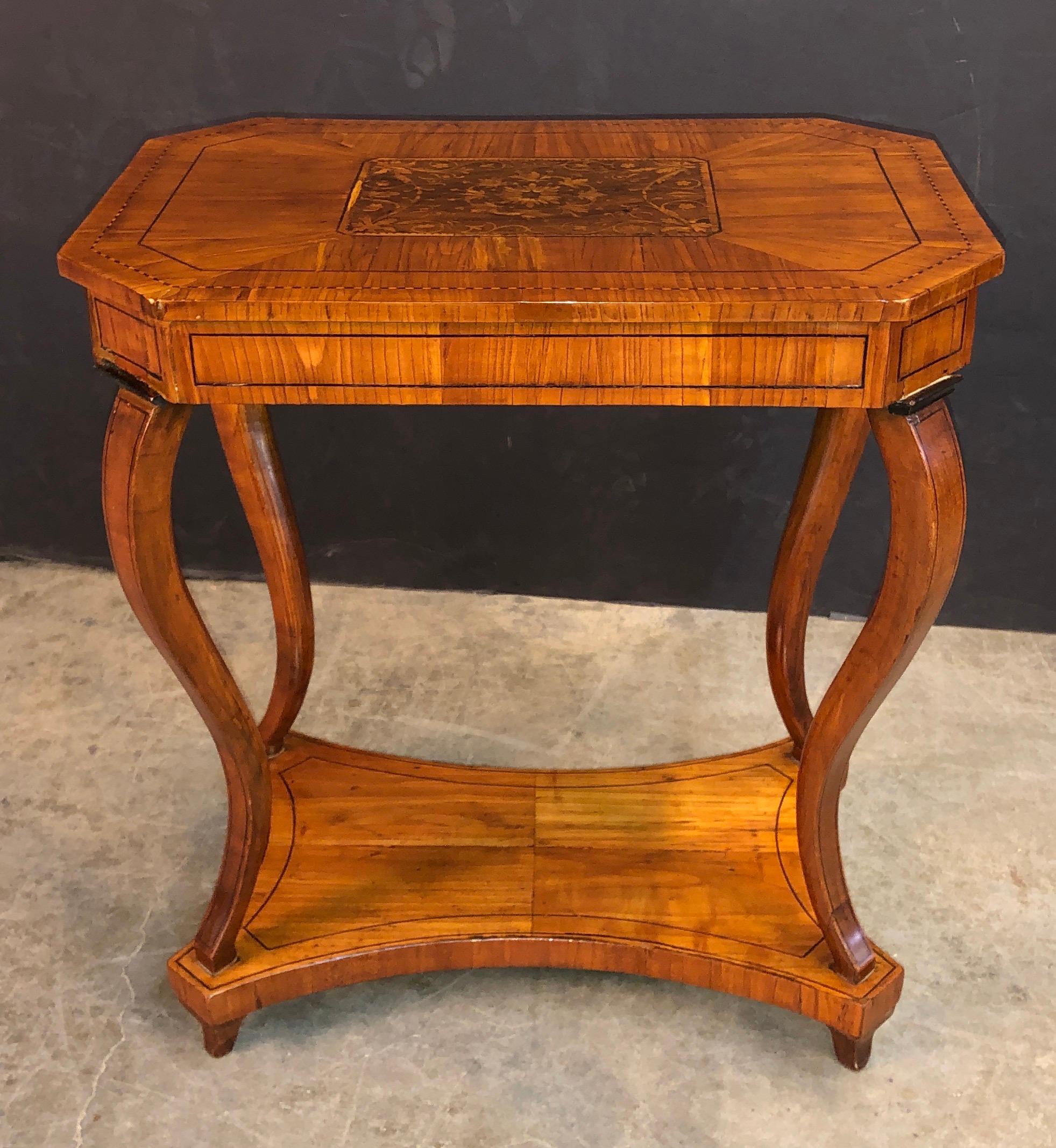 Charles X Walnut Inlaid Side Table For Sale 1