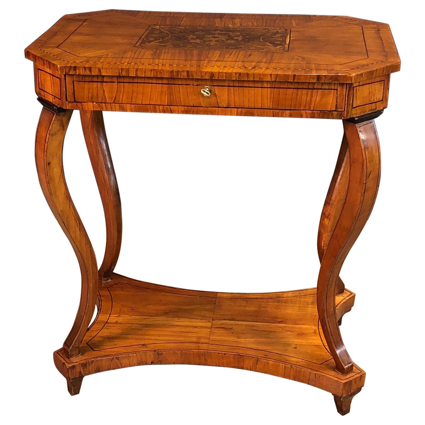 Charles X Walnut Inlaid Side Table For Sale