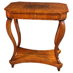 Antique Charles X Walnut Inlaid Side Table