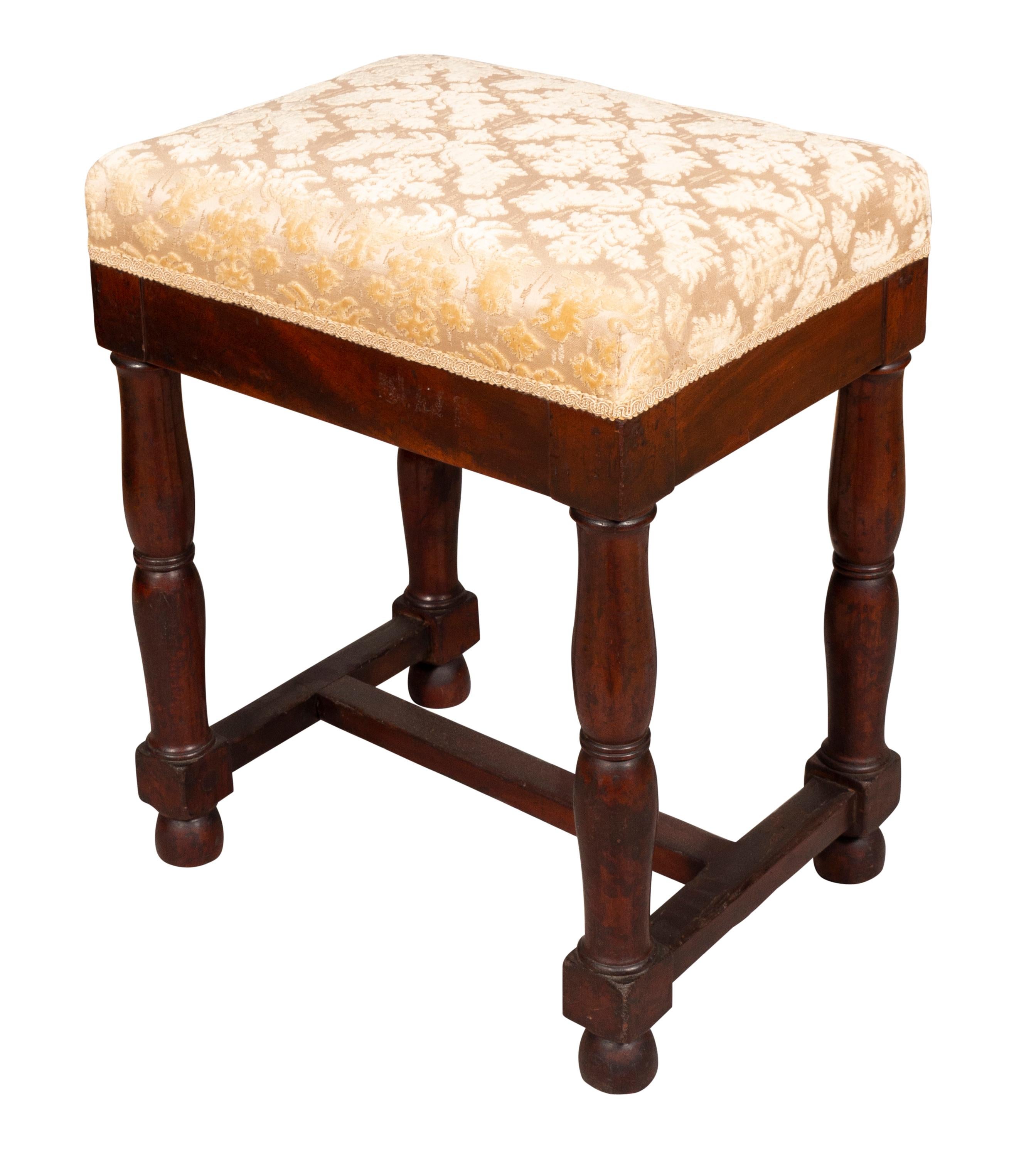 French Charles X Walnut Stool For Sale
