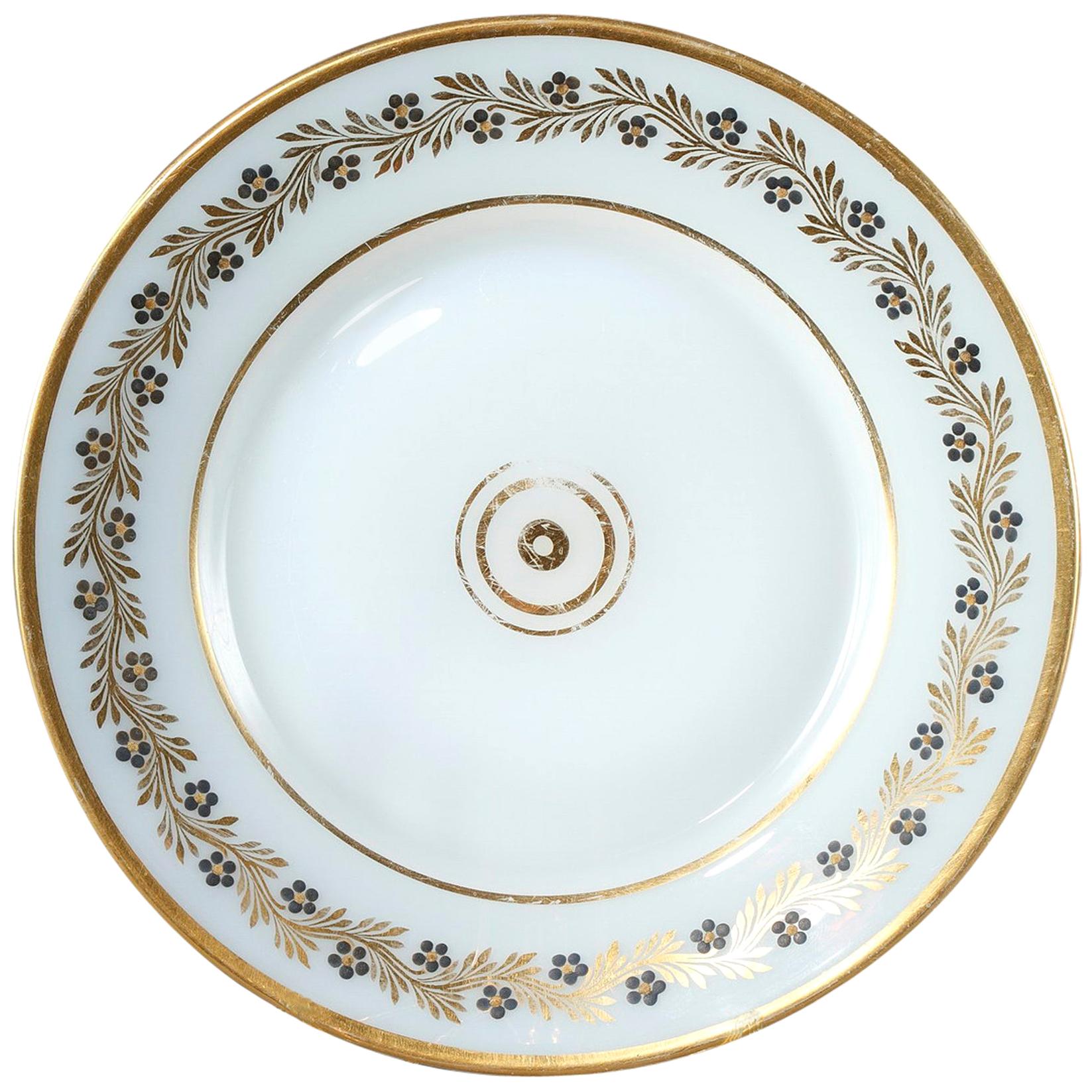 Charles X White Opaline Plate by Jean-Baptiste Desvignes For Sale