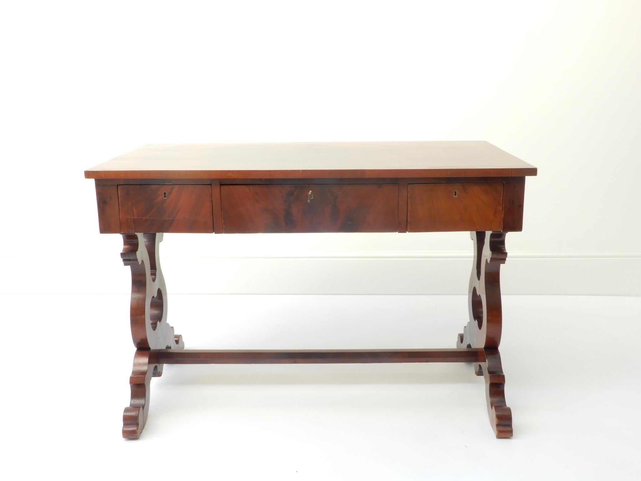 French Charles X Wooden Desk Table, 19th Century For Sale