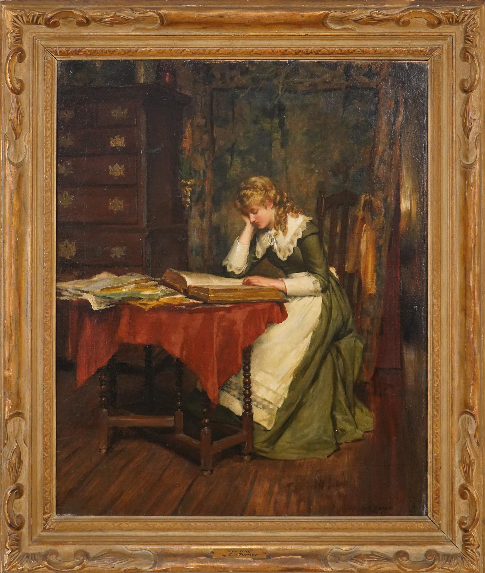Reading - Realist Painting by Charles Yardley Turner