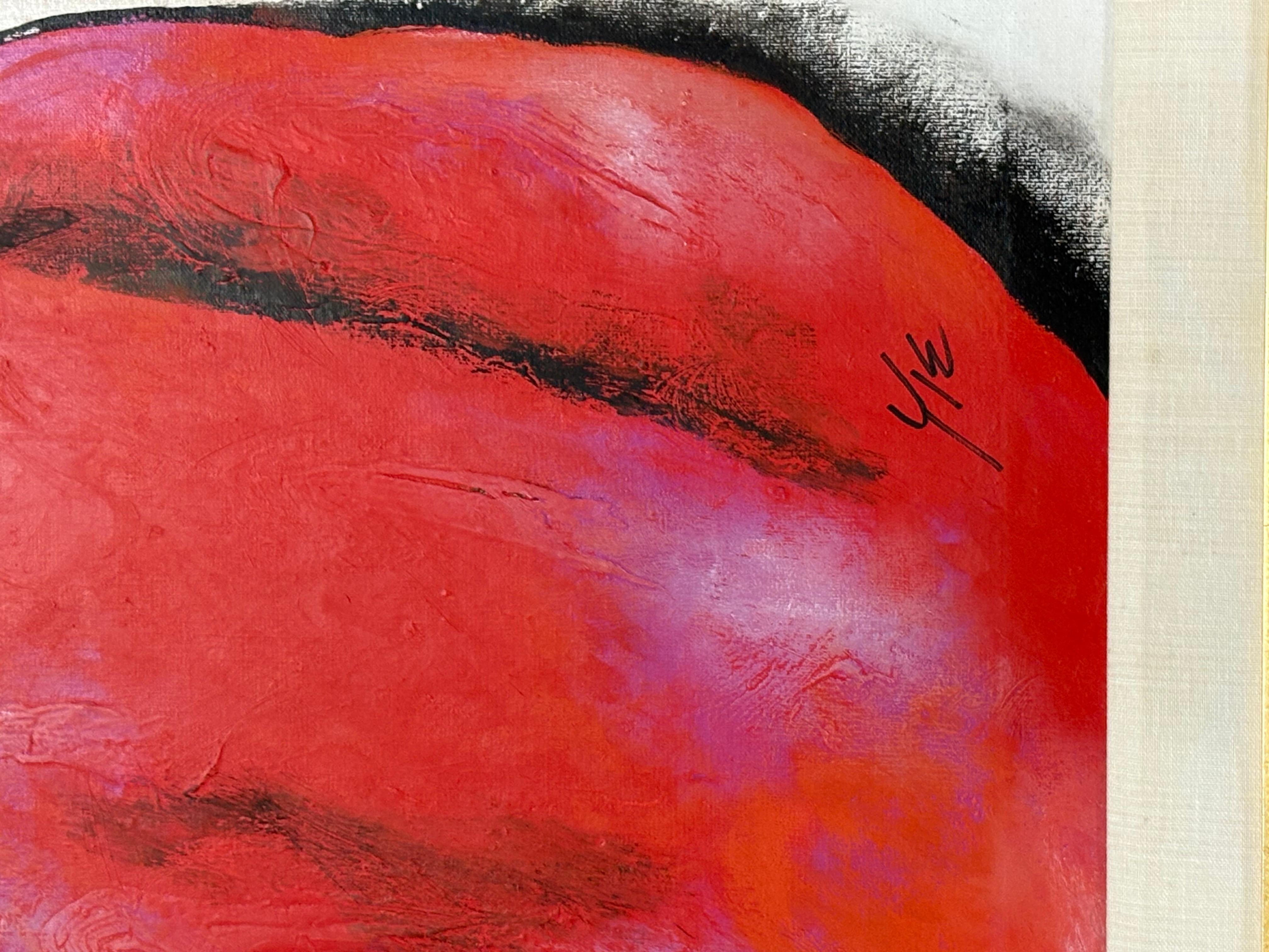 This is an original painting on canvas. The condition is good. Frame measures 49x39