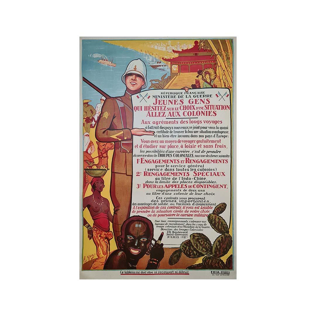 Circa 1930 Original colonial poster - Jeunes gens allez aux colonies For Sale 2