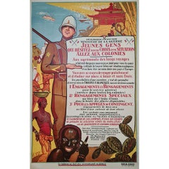 Affiche coloniale d'origine datant d'environ 1930 - Jeunes gens allez aux colonies