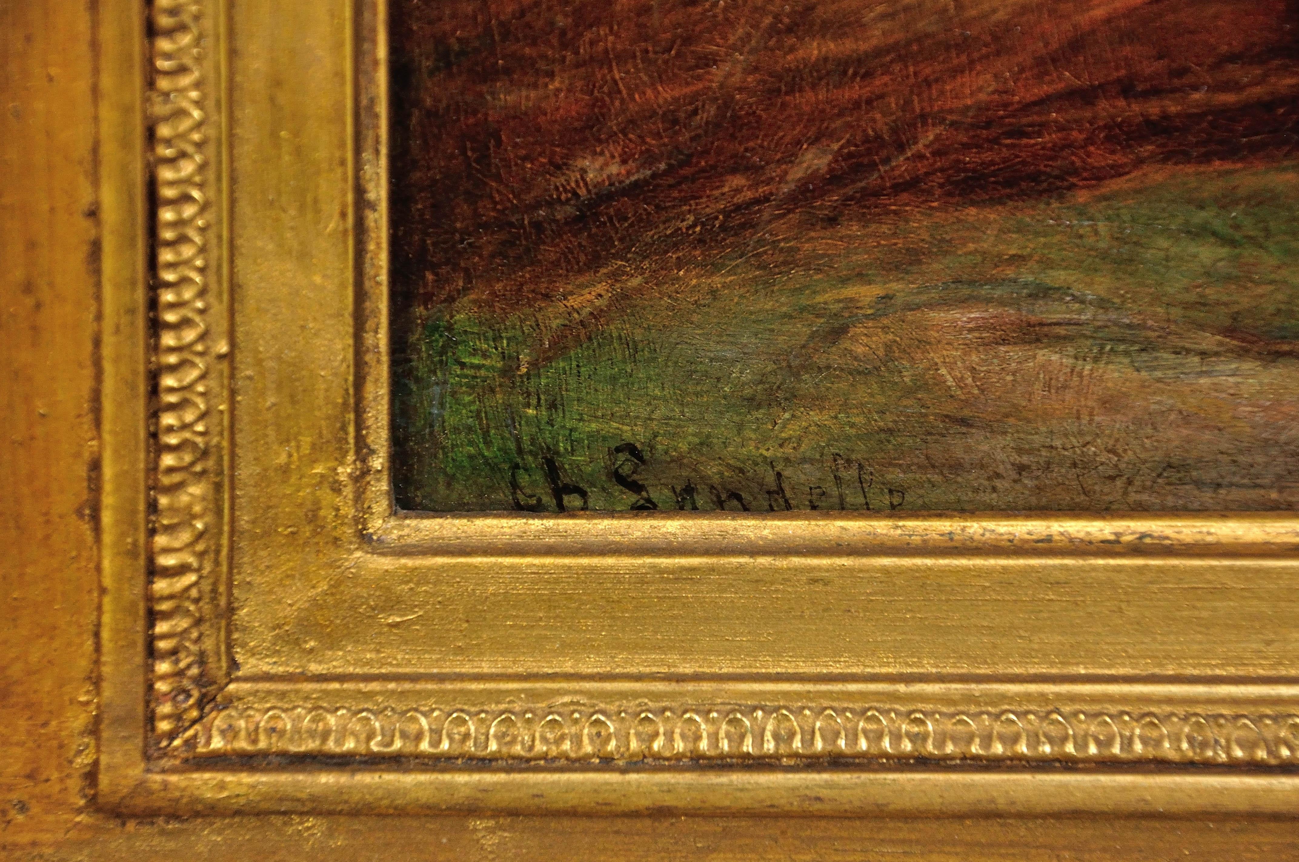 Te Pido Una Caricia Y Sólo Me Haces Cosquillas Óleo Francés Romántico de 1860 - Figurative Painting Marrón de Charles Zacharie Landelle