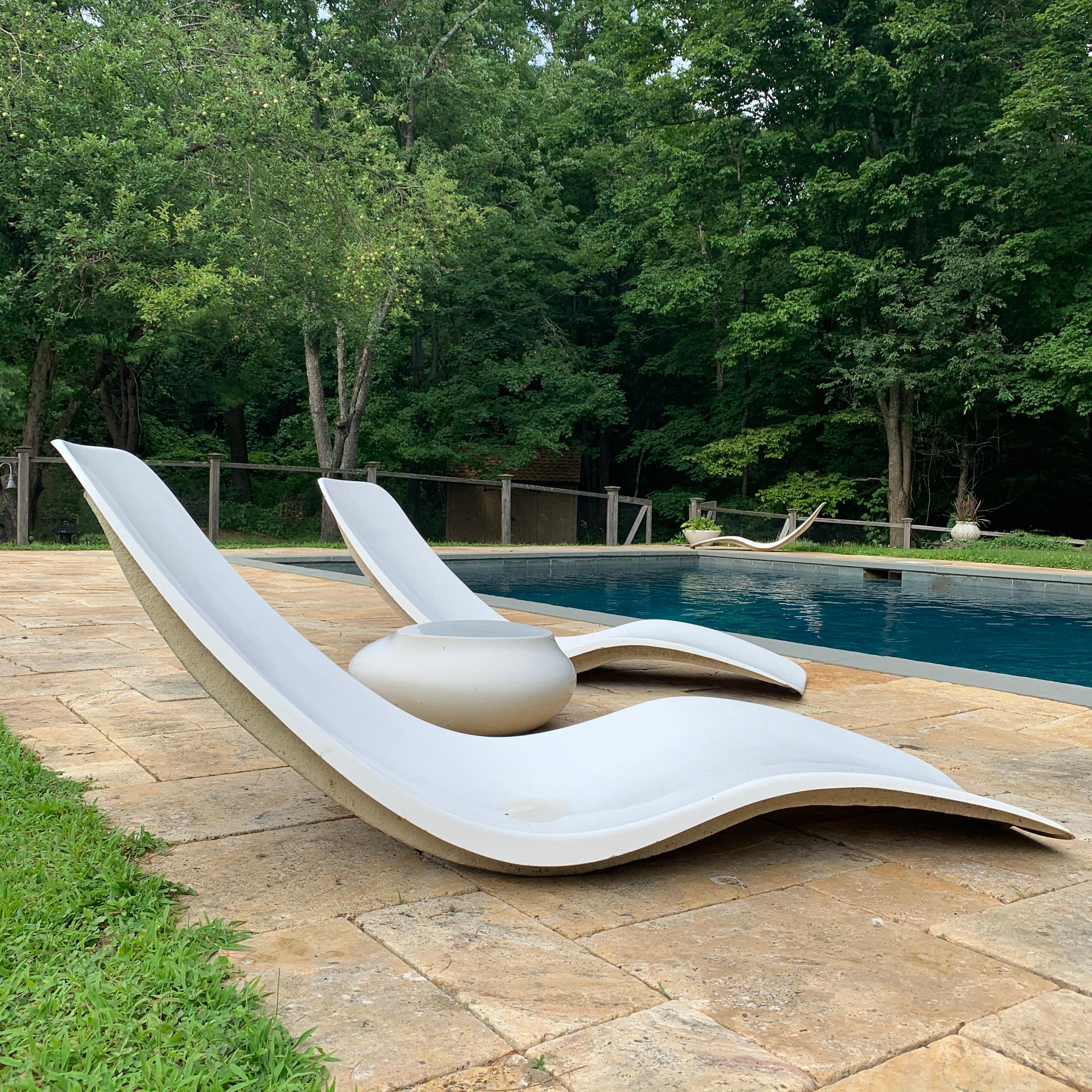 Mid-Century Modern Charles Zublena Fiberglass Pool Chaise Lounges, France For Sale