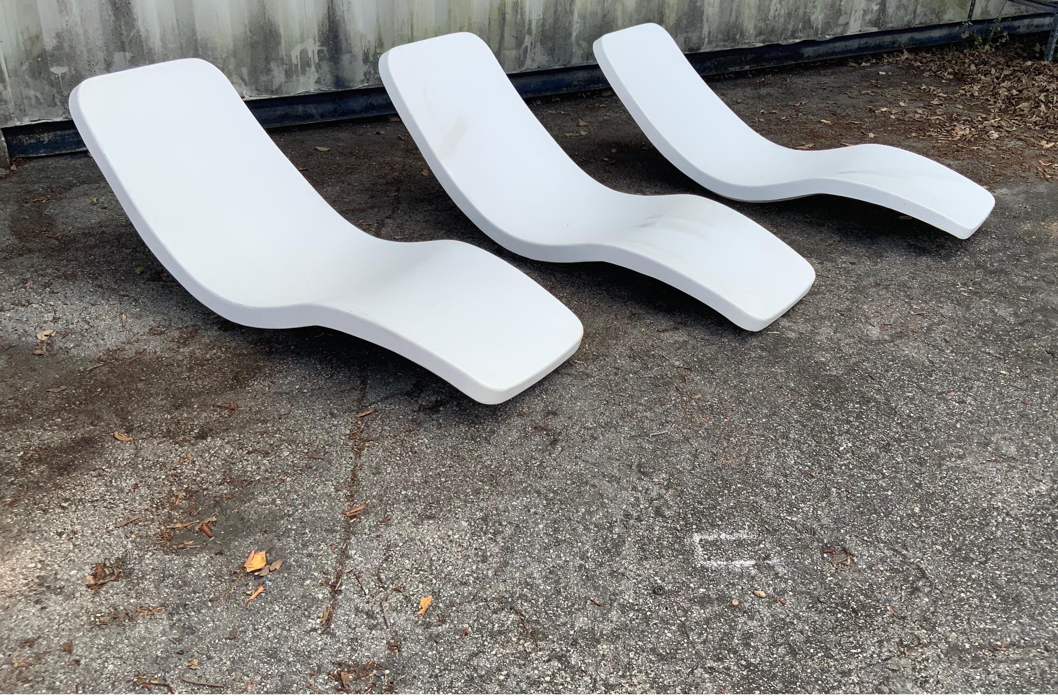 Mid-Century Modern Charles Zublena for Club Med Set of 3 French POOL Chairs For Sale
