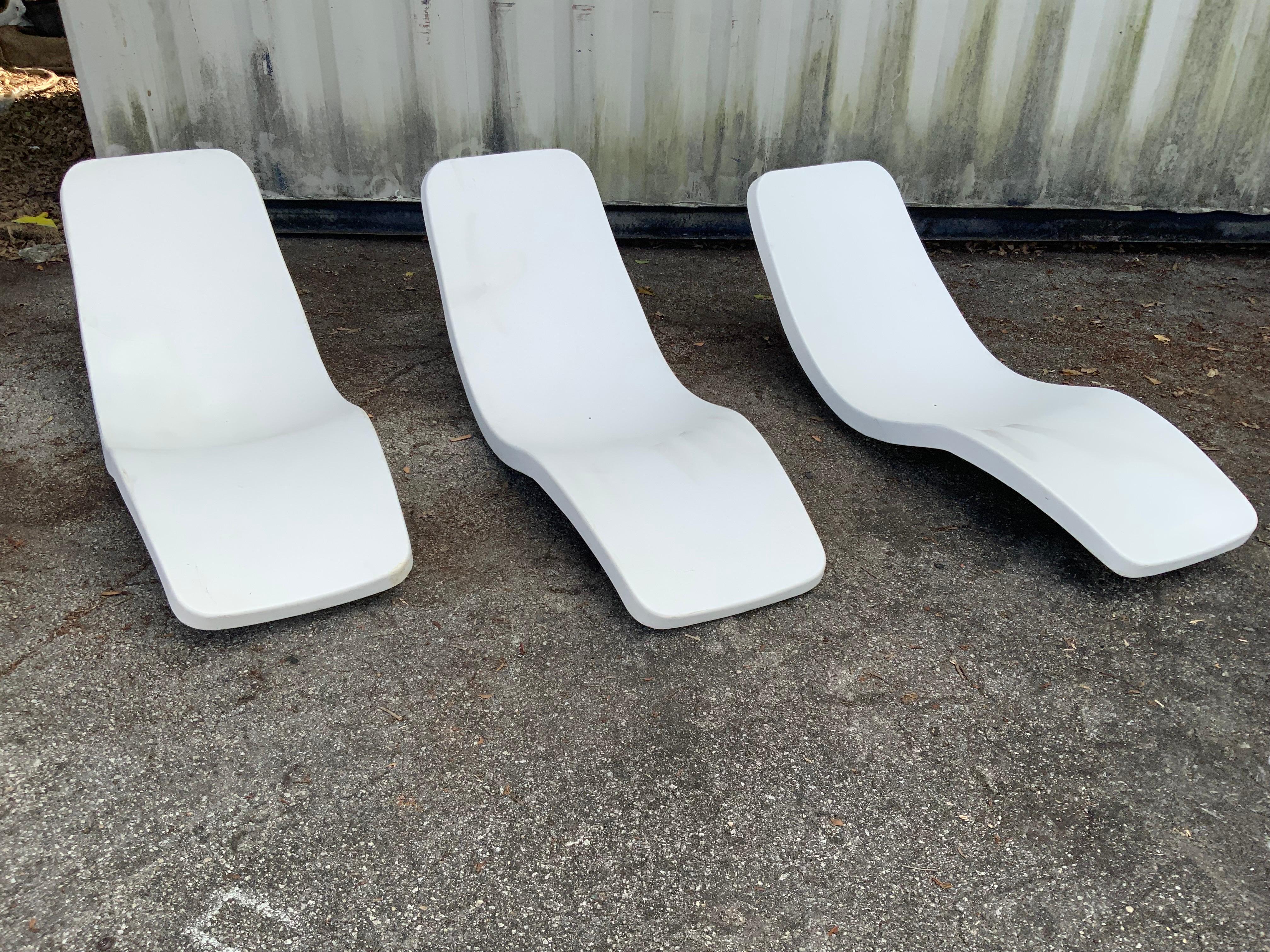 Late 20th Century Charles Zublena for Club Med Set of 3 French POOL Chairs For Sale