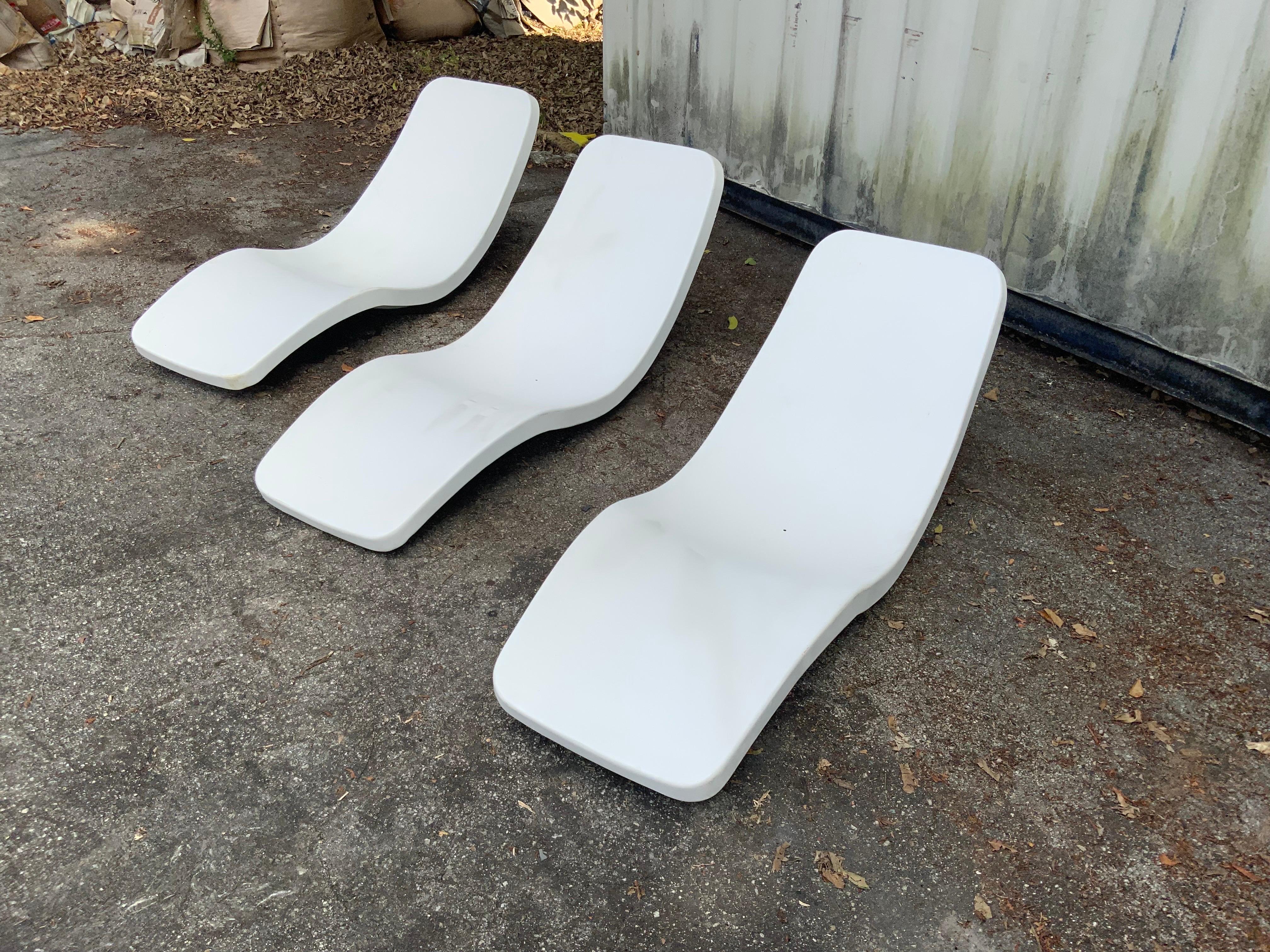 Fiberglass Charles Zublena for Club Med Set of 3 French POOL Chairs For Sale