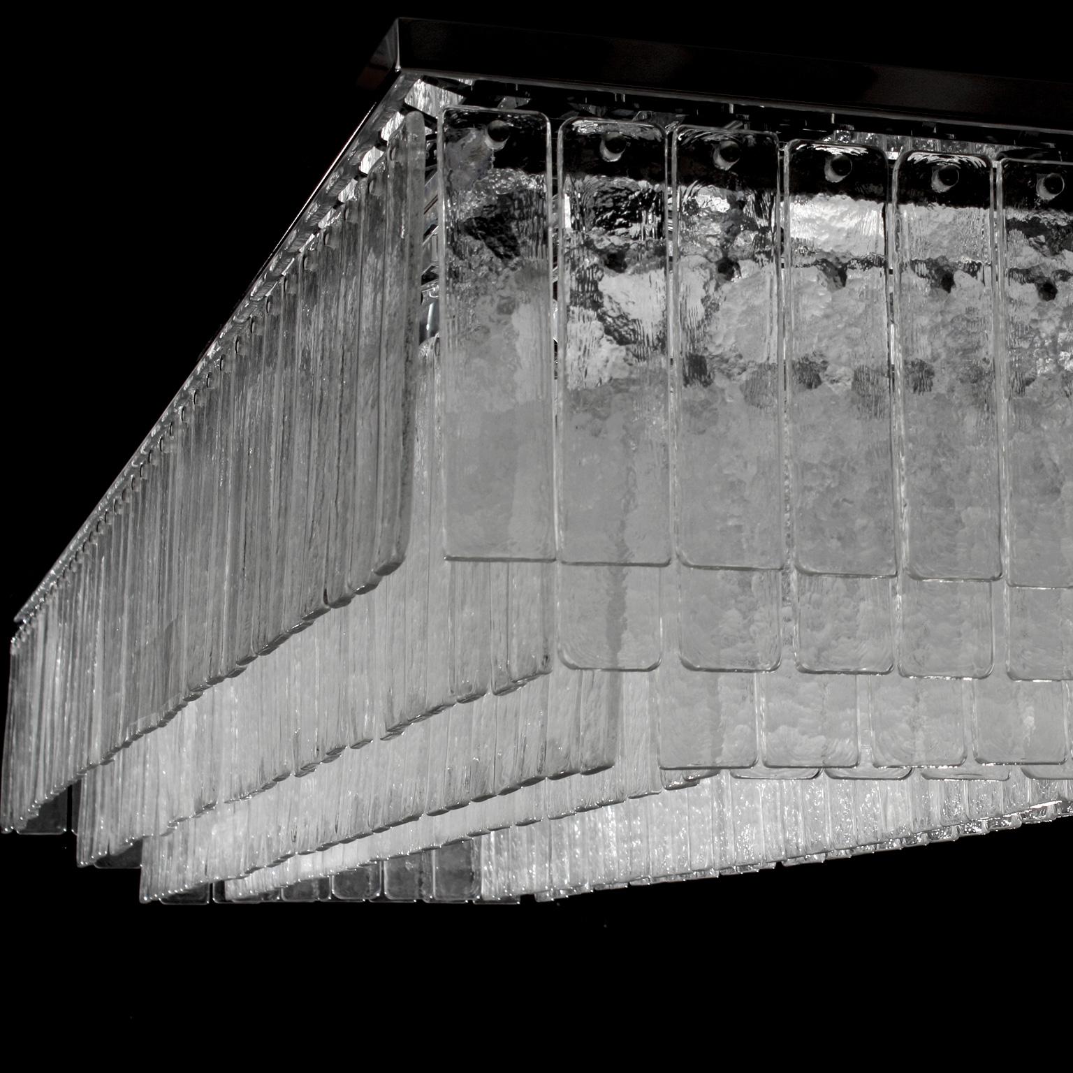 Autre Plafonnier, listes de verre transparentes, luminaire chromé Charleston  par Multiforme en vente