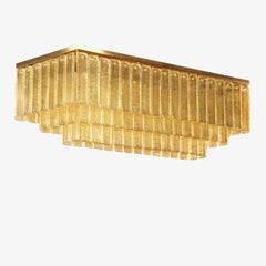 Lampada da soffitto in vetro di Murano color oro con listelli in oro spazzolato di Multiforme
