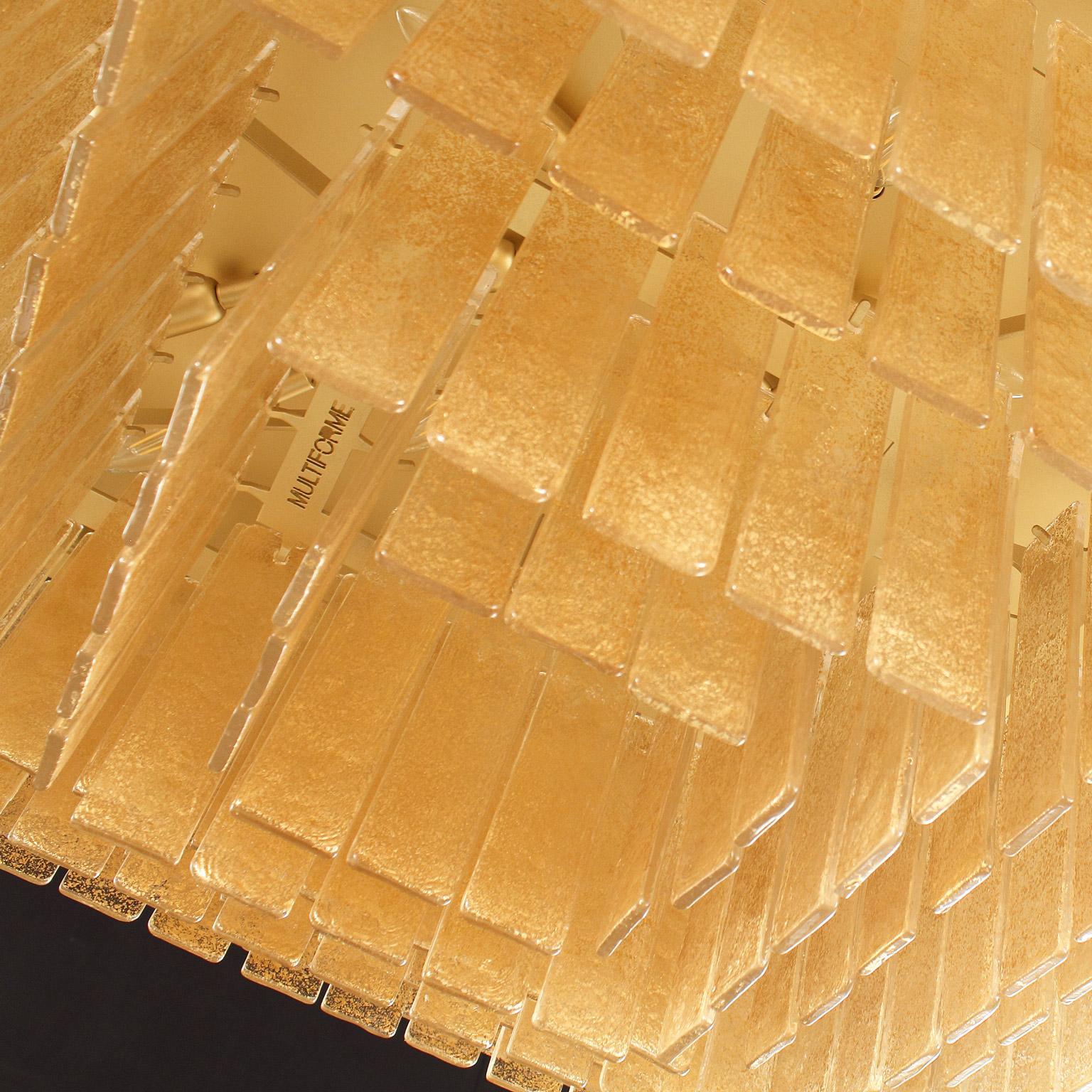 Other Ceiling Light Gold Murano Glass Listels, Golden finish Charleston by Multiforme For Sale