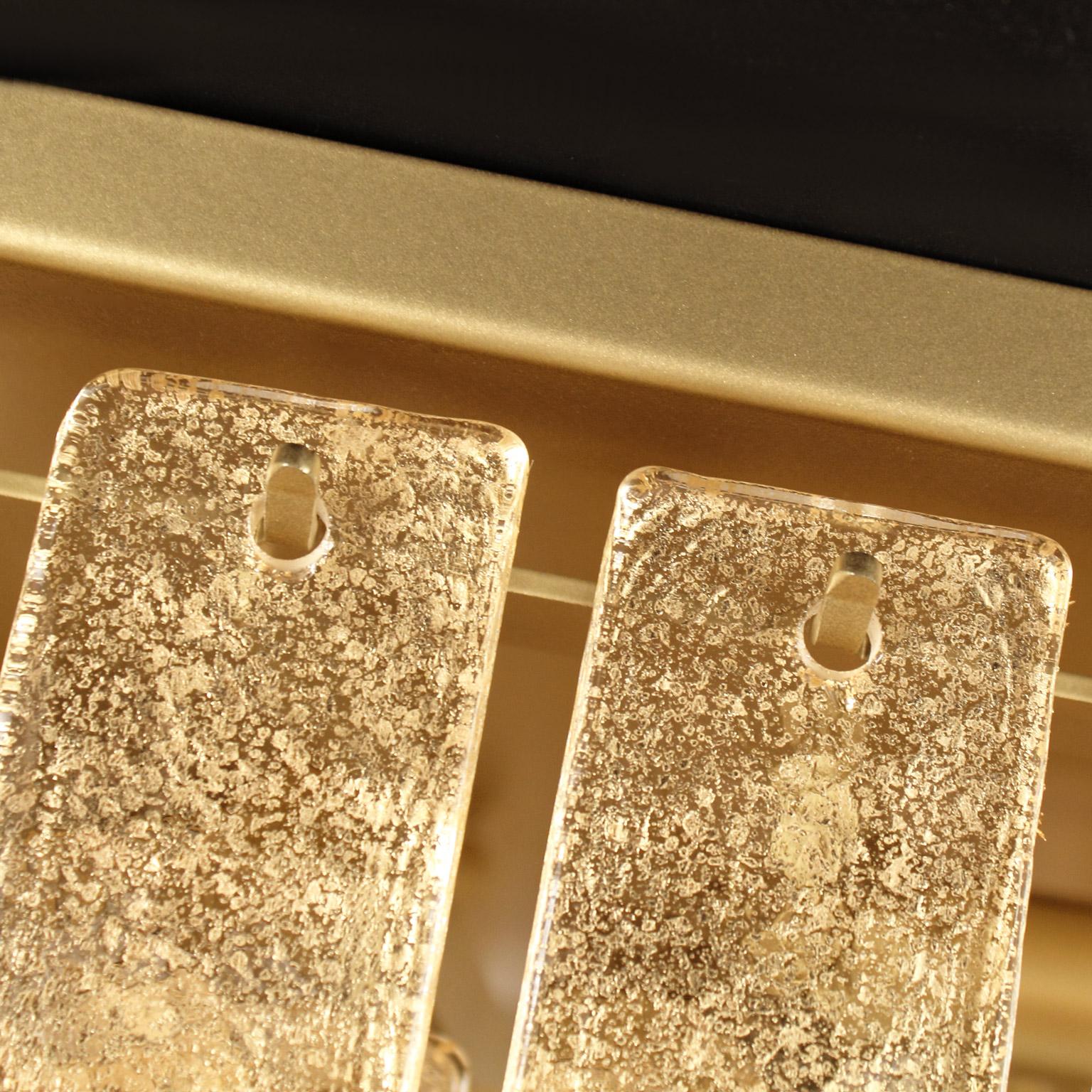 Italian Ceiling Light Gold Murano Glass Listels, Golden finish Charleston by Multiforme For Sale