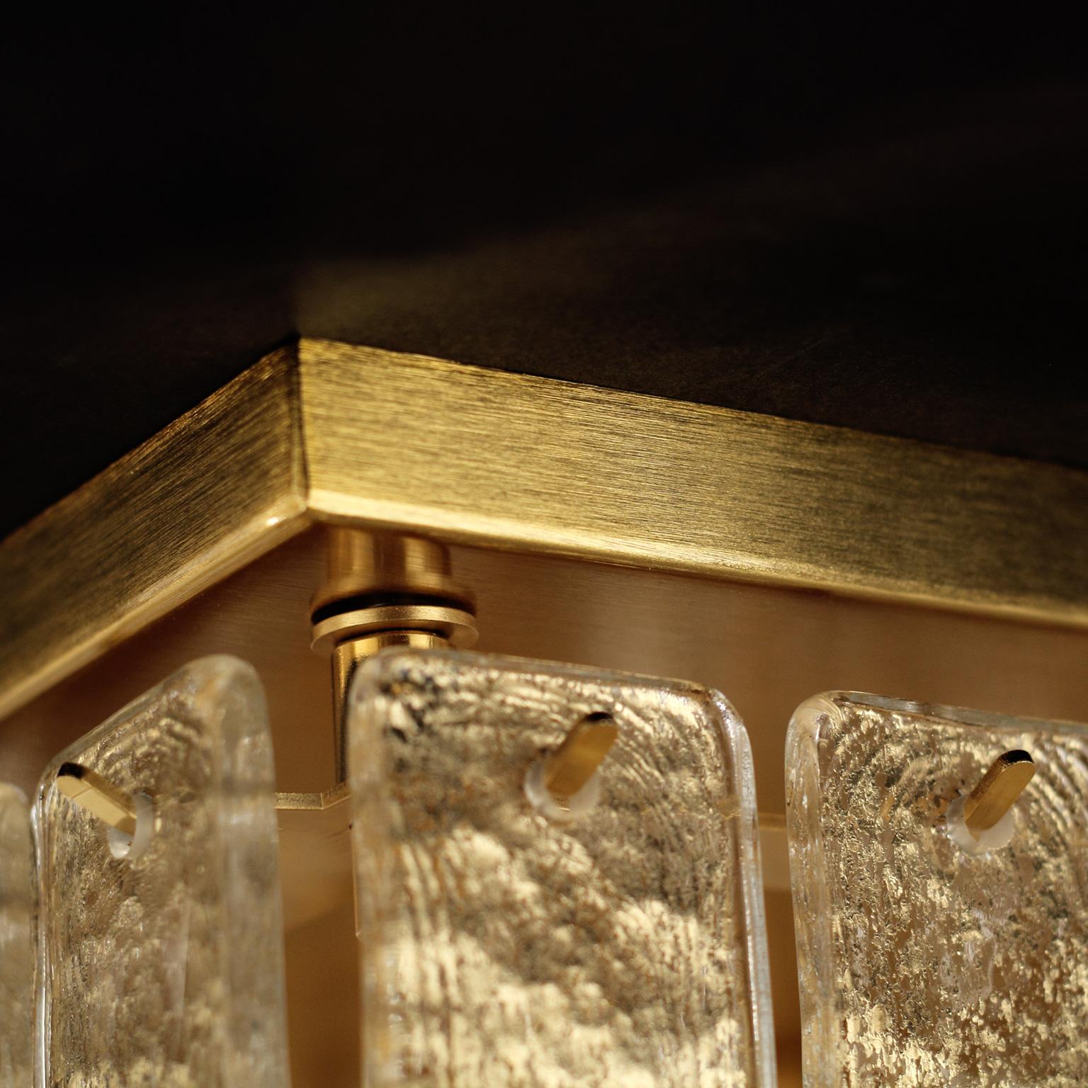 Other Ceiling Light Gold Glass Listels Brushed Gold Fixture Charleston by Multiforme For Sale