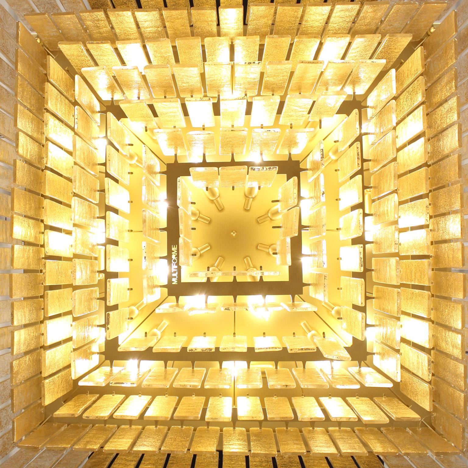 Ceiling Light Gold Murano Glass Listels, Golden finish Charleston by Multiforme In New Condition For Sale In Trebaseleghe, IT