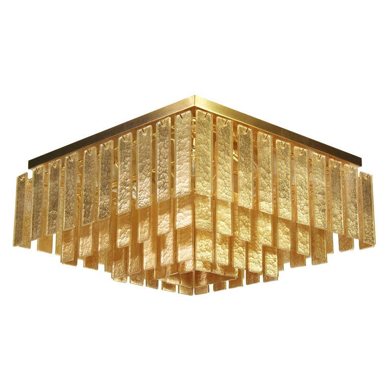 Ceiling Light Gold Glass Listels, Brushed Gold Light Fixture