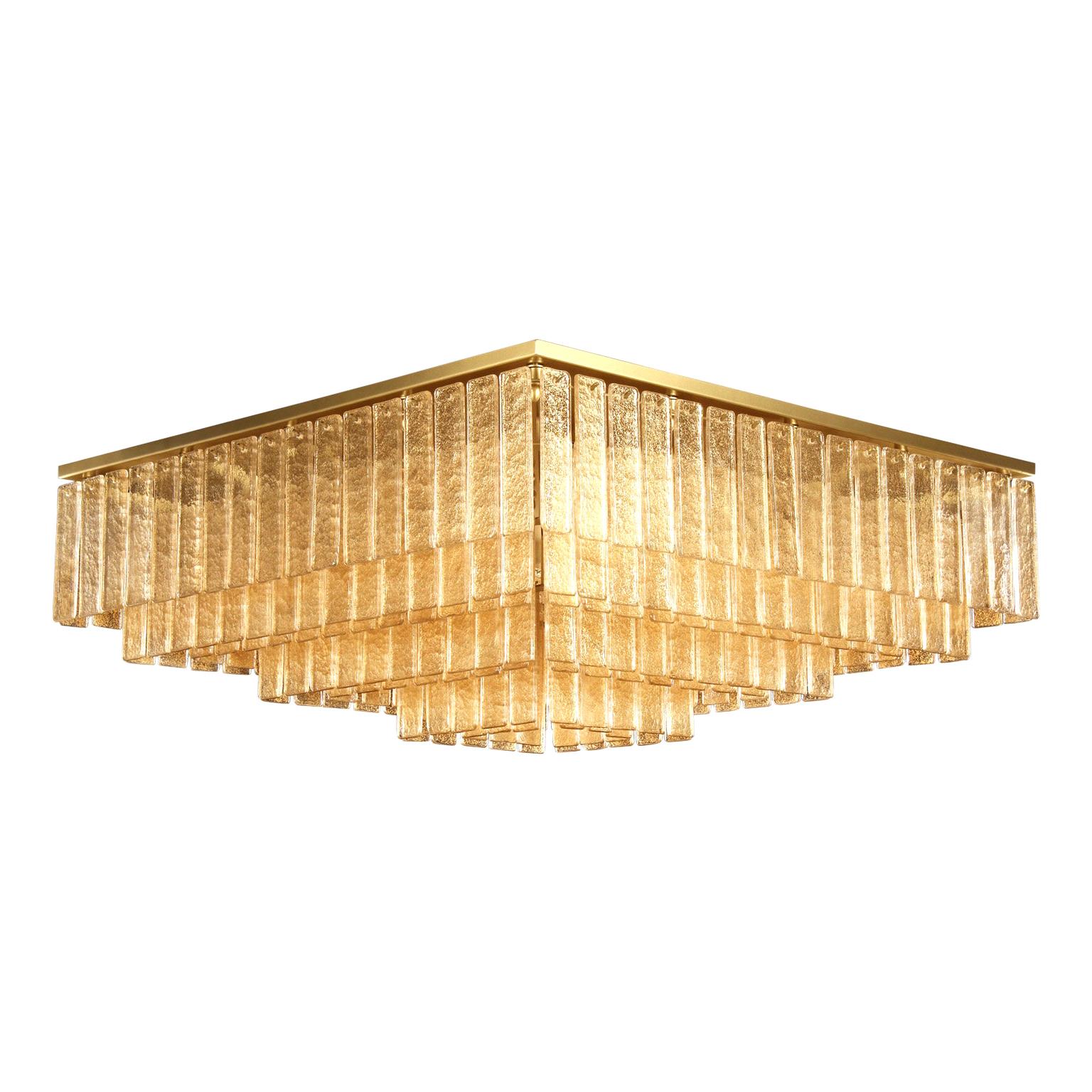Plafoniera Listelli in vetro di Murano oro, finitura dorata Charleston di Multiforme